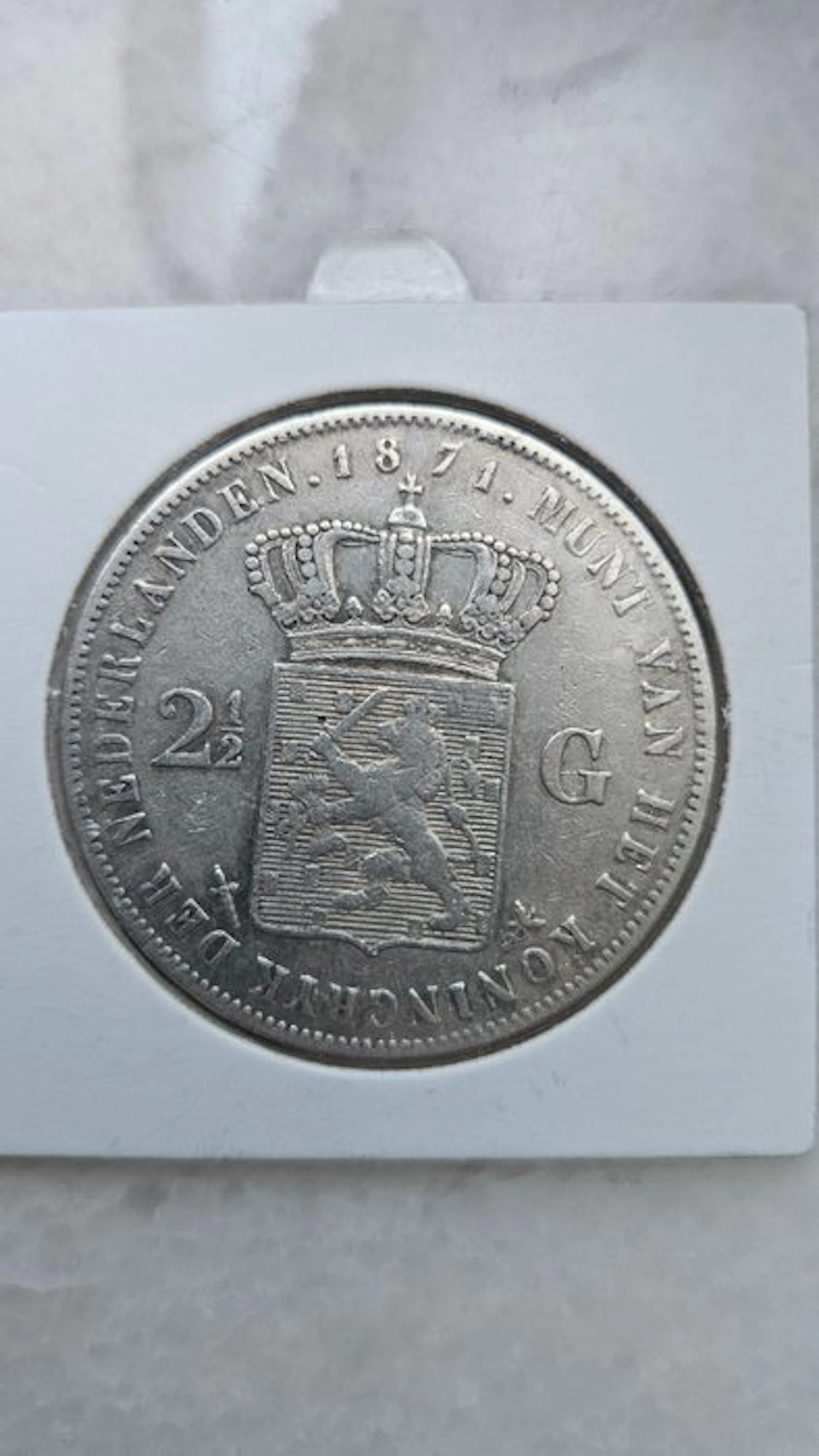 Netherlands. Willem III. 2 1/2 Gulden 1871 (No reserve price)
