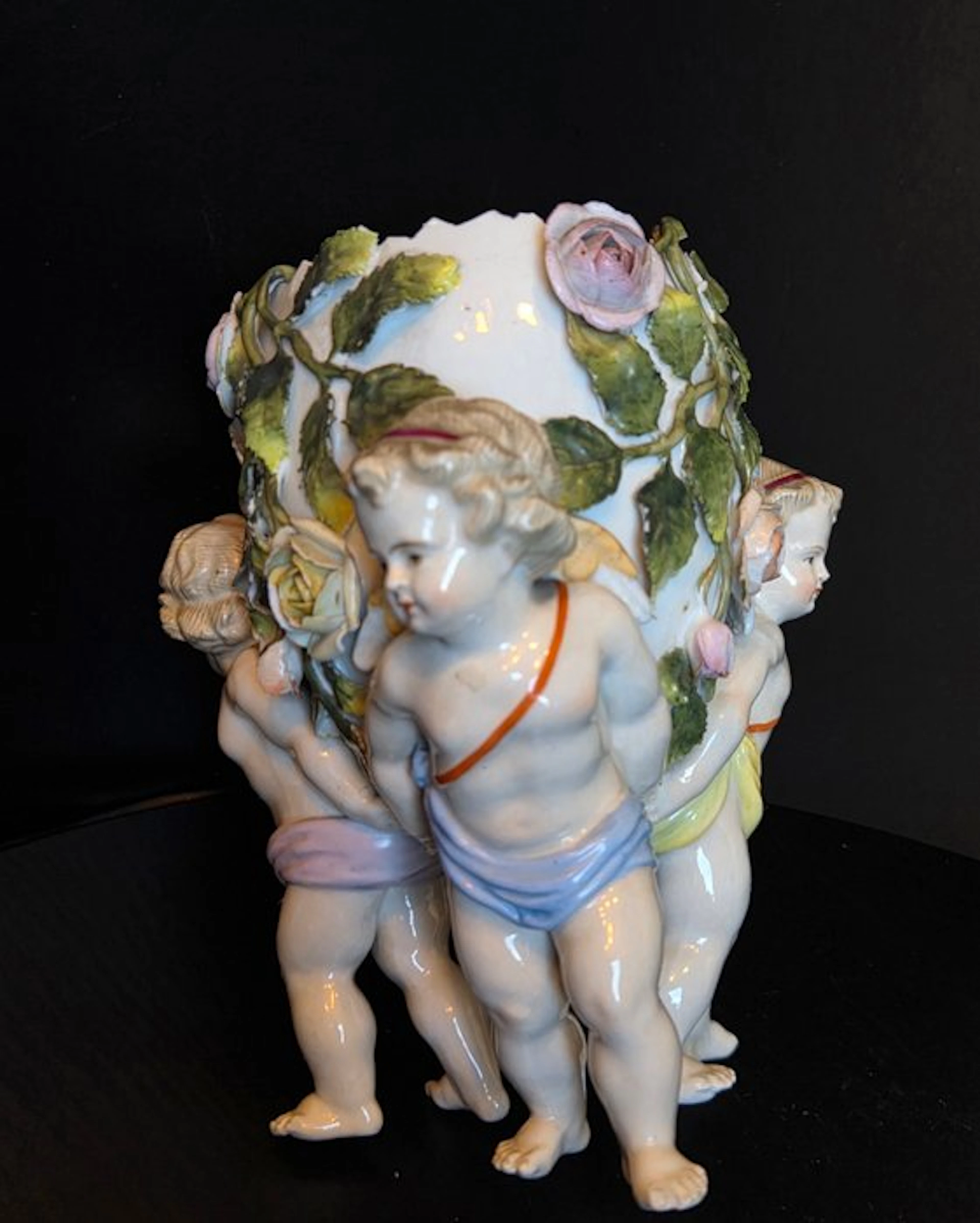 Sitzendorf - Vase - Antique Sitzendorf Porcelain Cherub...