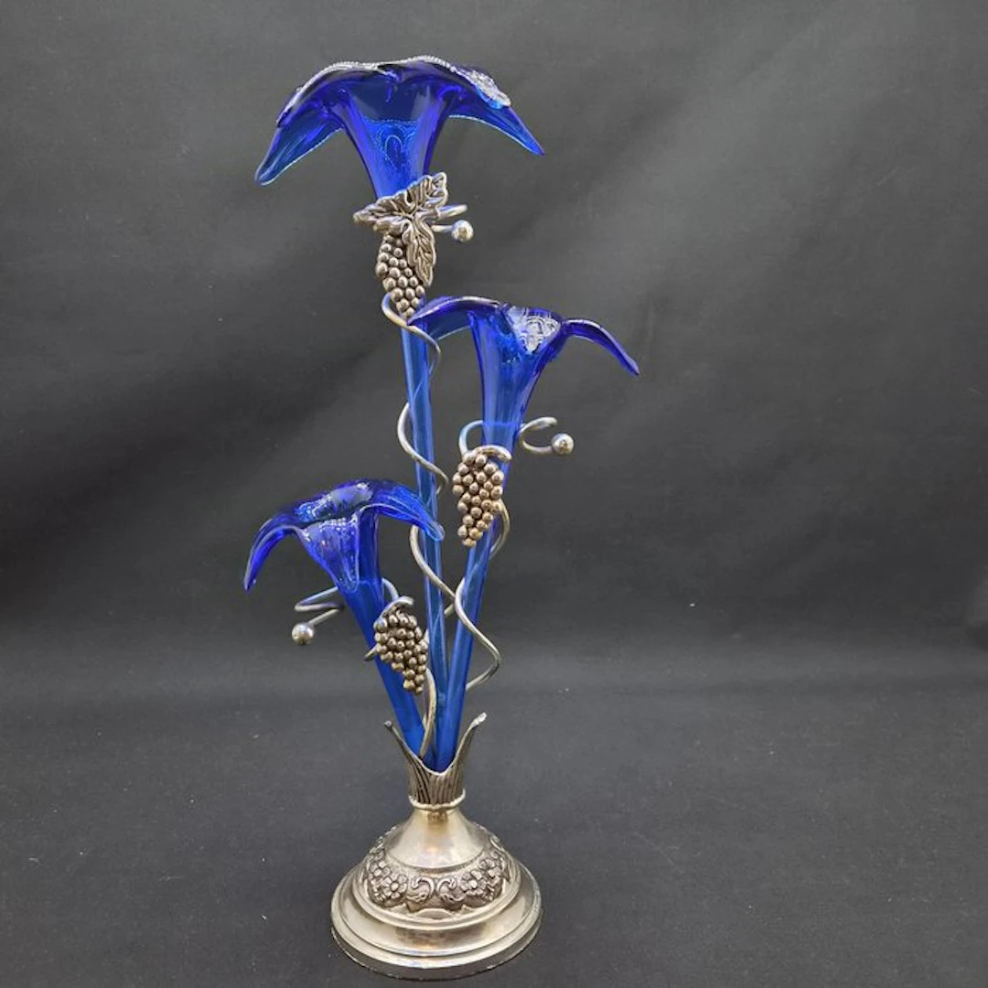 Vase - Glass, Metal - flower pot