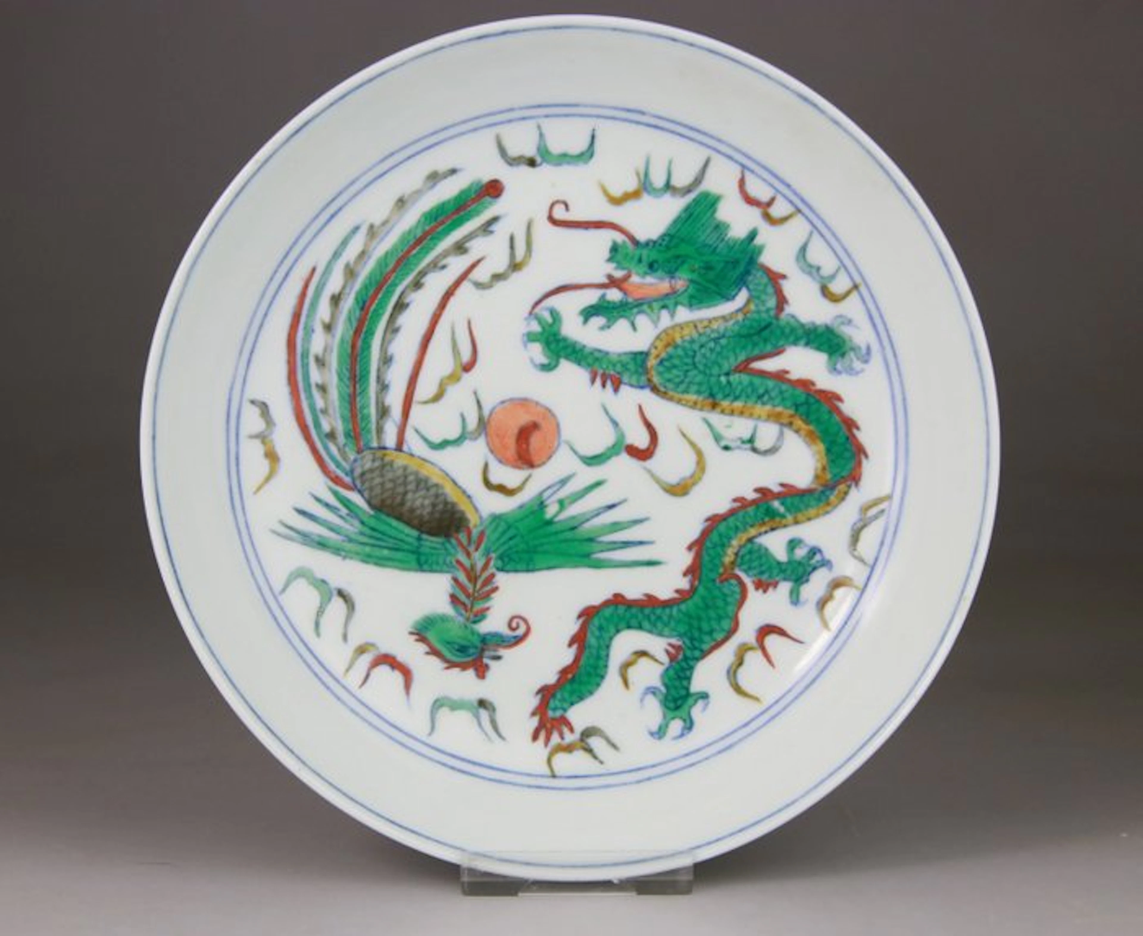Chinese porcelain plate and bowl in Famille Verte with...