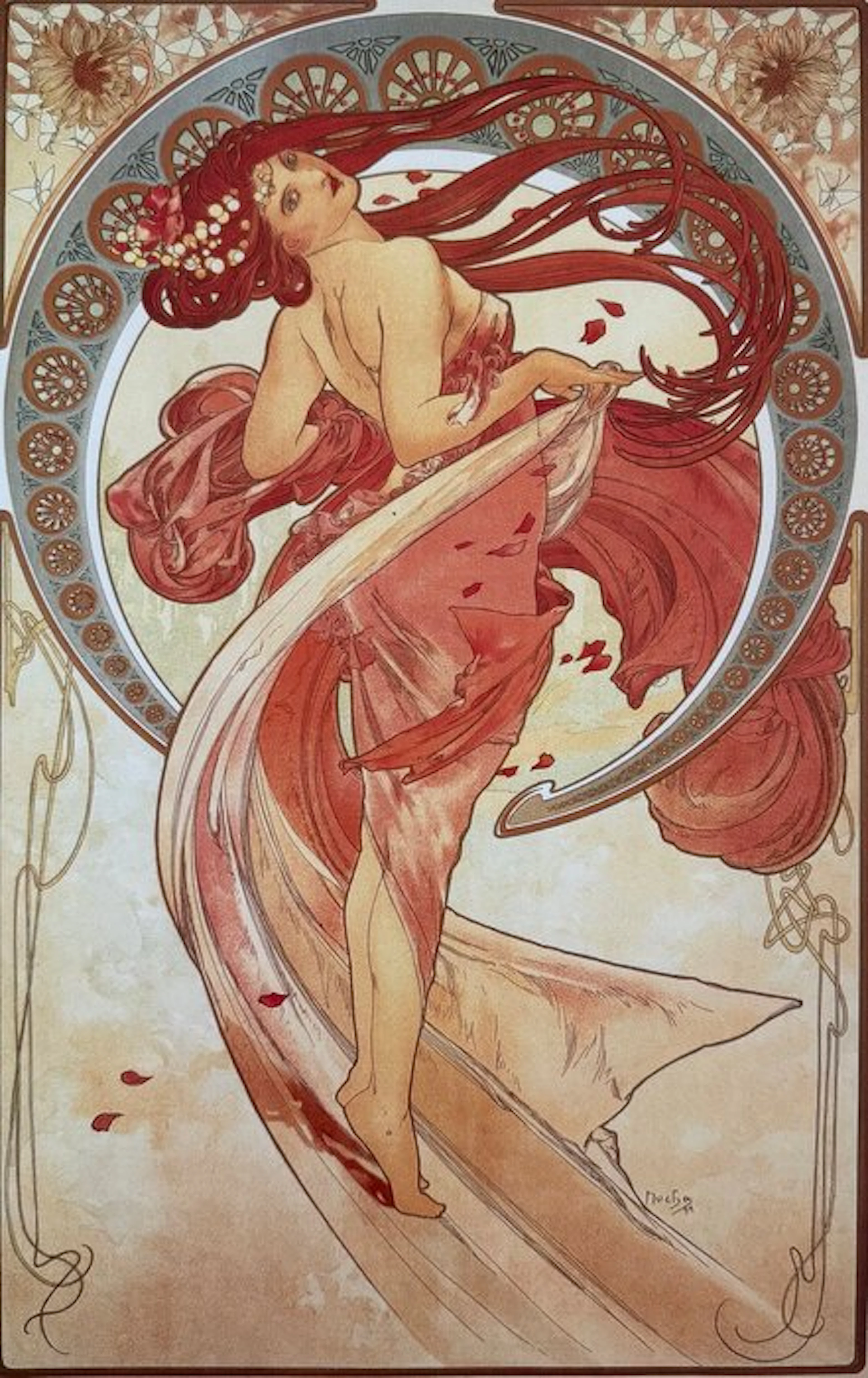 Marie Alphonse Mucha - “La Danse, 1898”. Gesigneerd in de plaat.