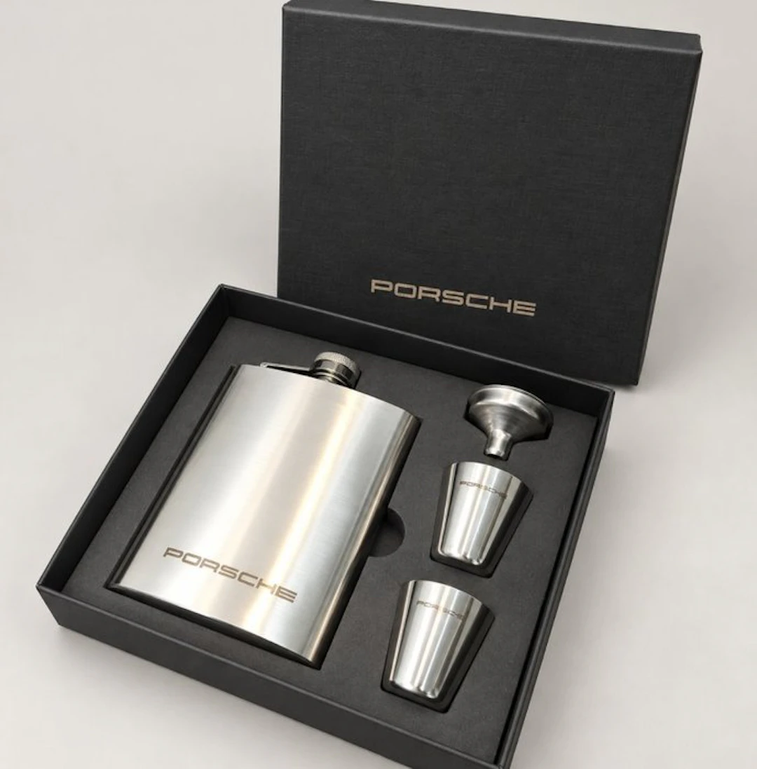 Porsche - Flask (4) - Steel, Metal - Hip Flask set