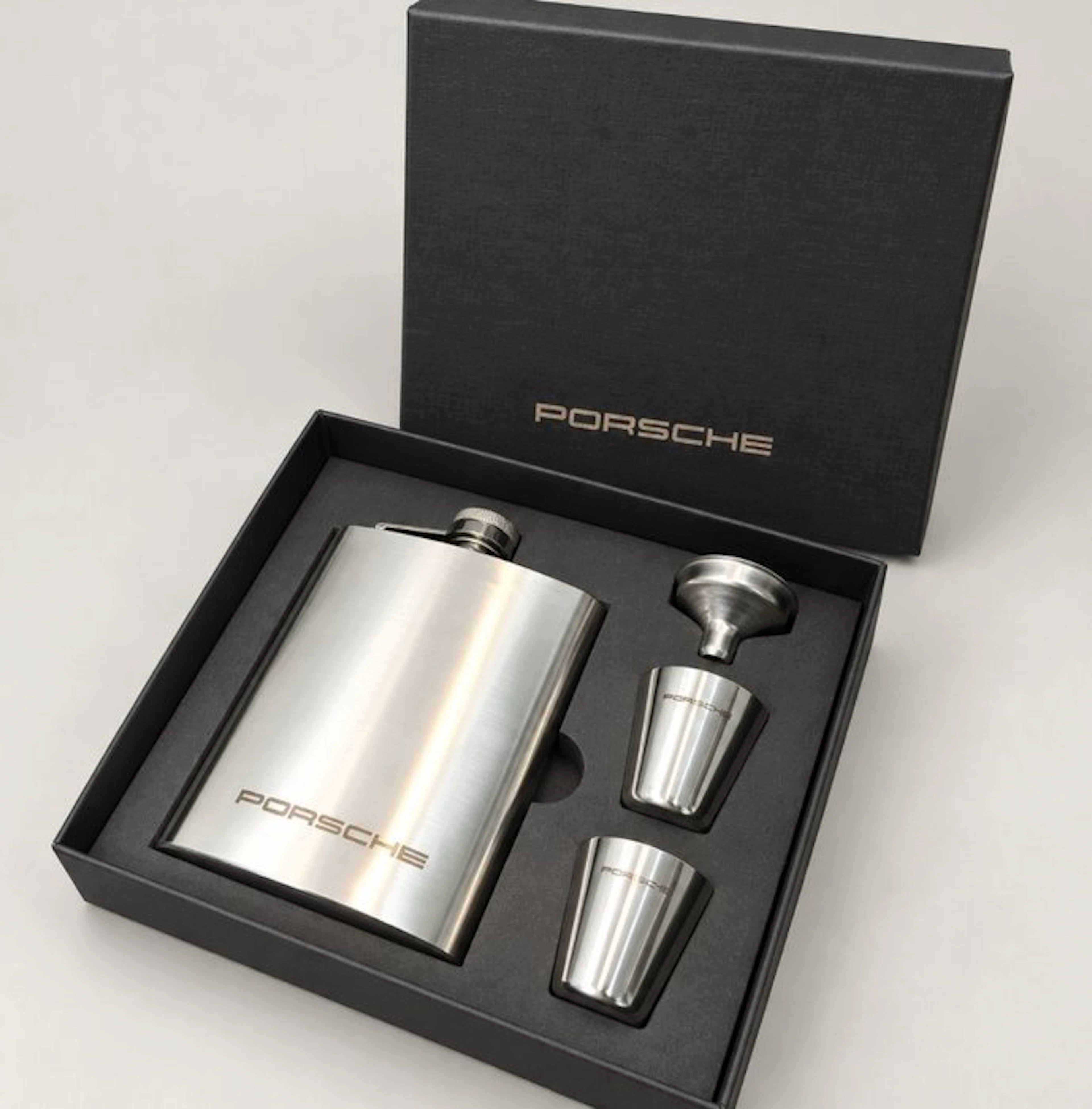 Porsche - Flask (4) - Steel, Metal - Hip Flask set