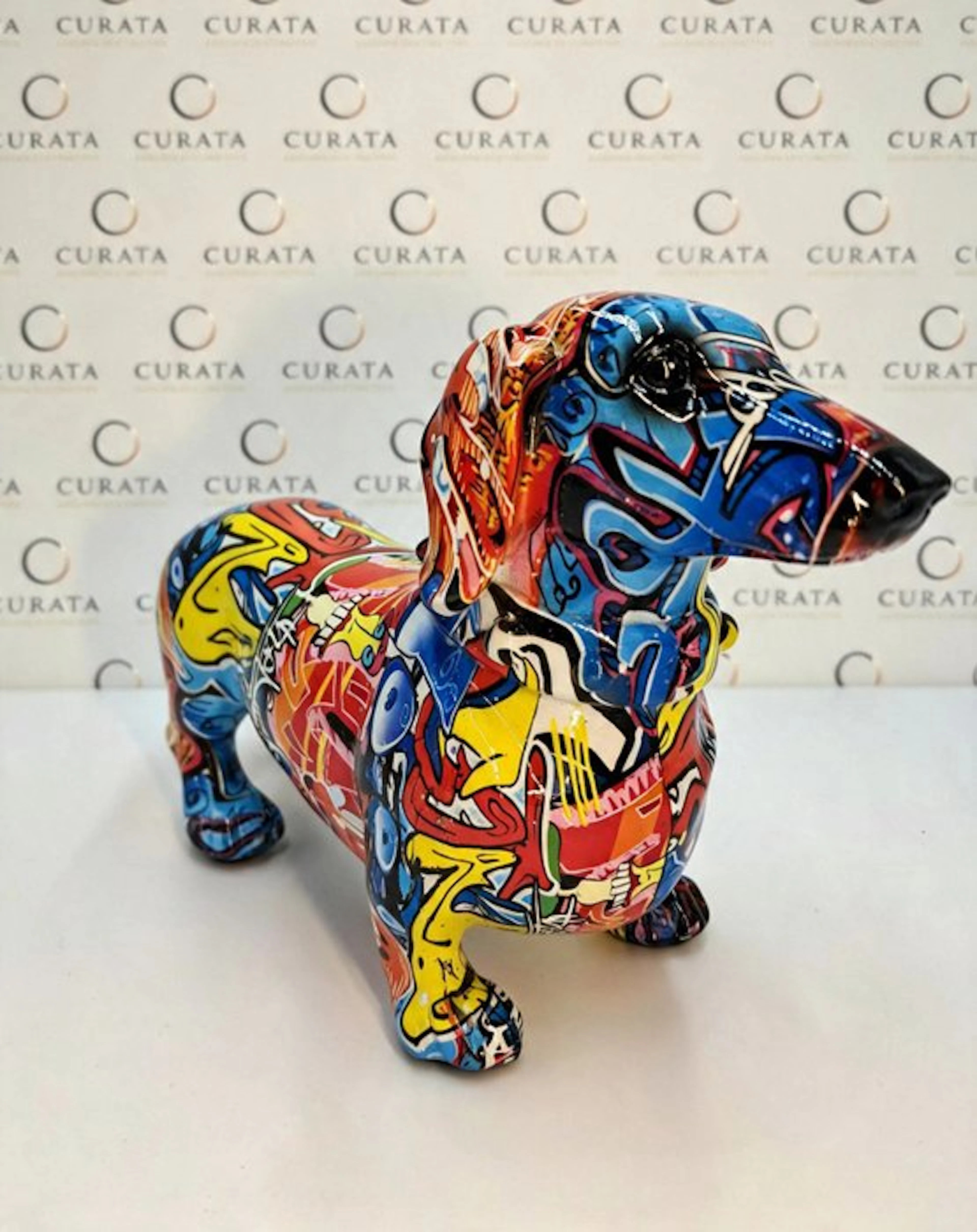 Figurine - Bassotti decorativo in resina, stile Graffiti/Street Art - Resin