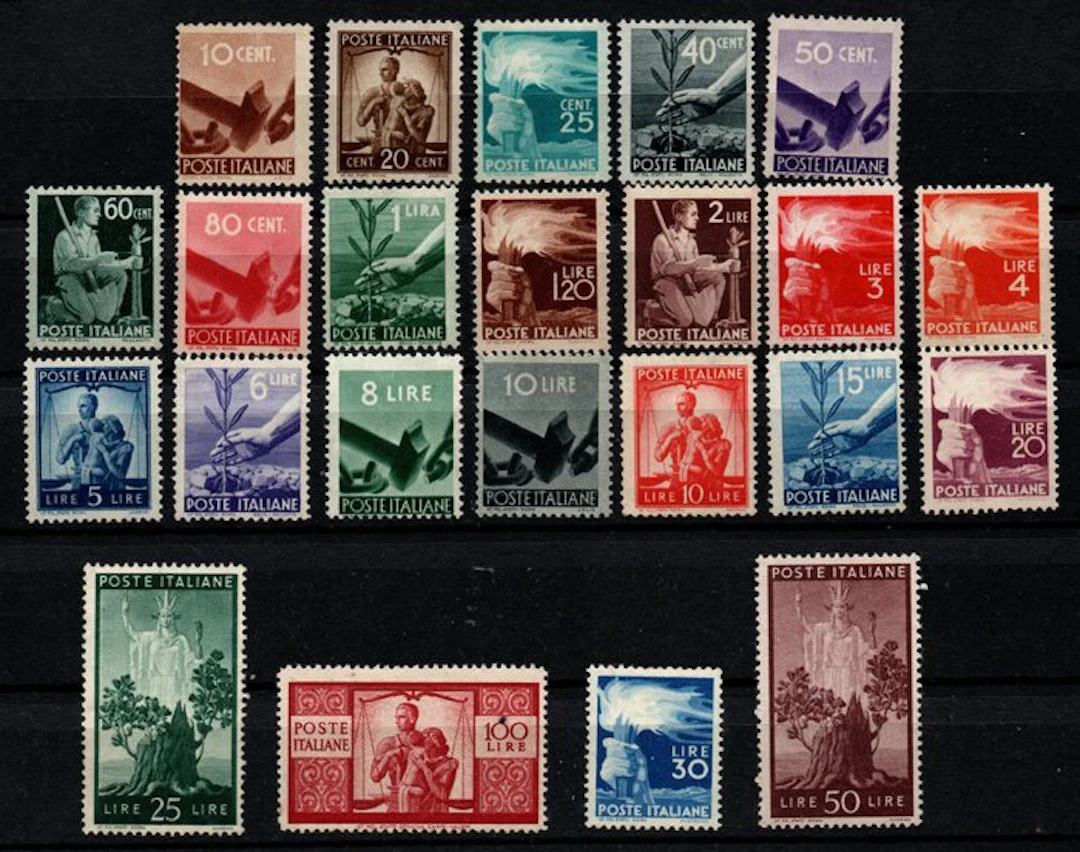 Italy 1945 - Complete Democratic stamp series. - Sassone S. 130