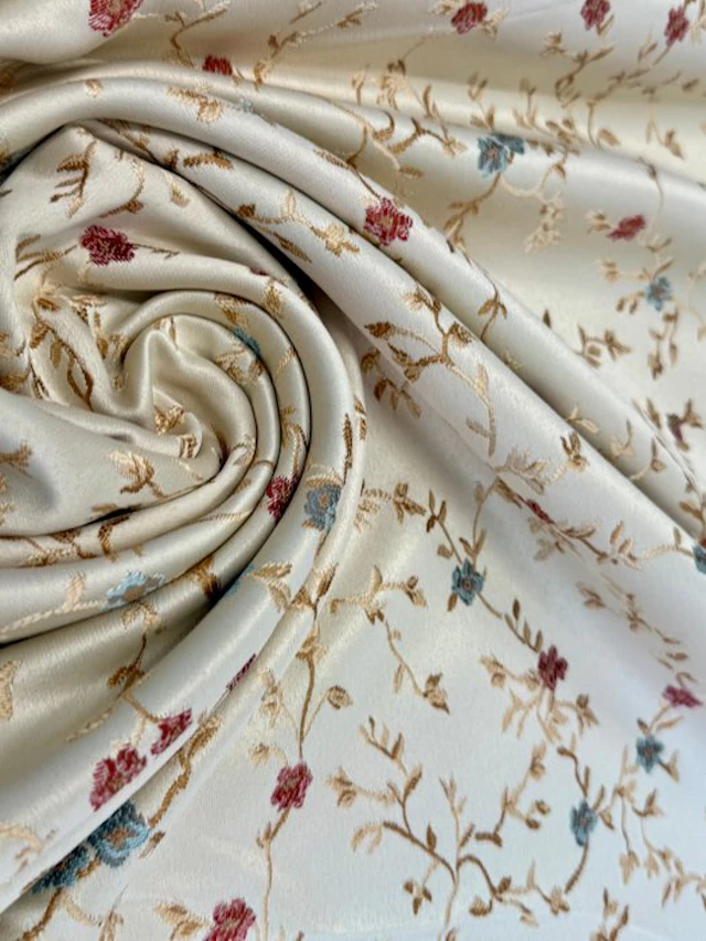 Exclusive GCFabrics – Pearlescent Ivory Floral Jacquard...