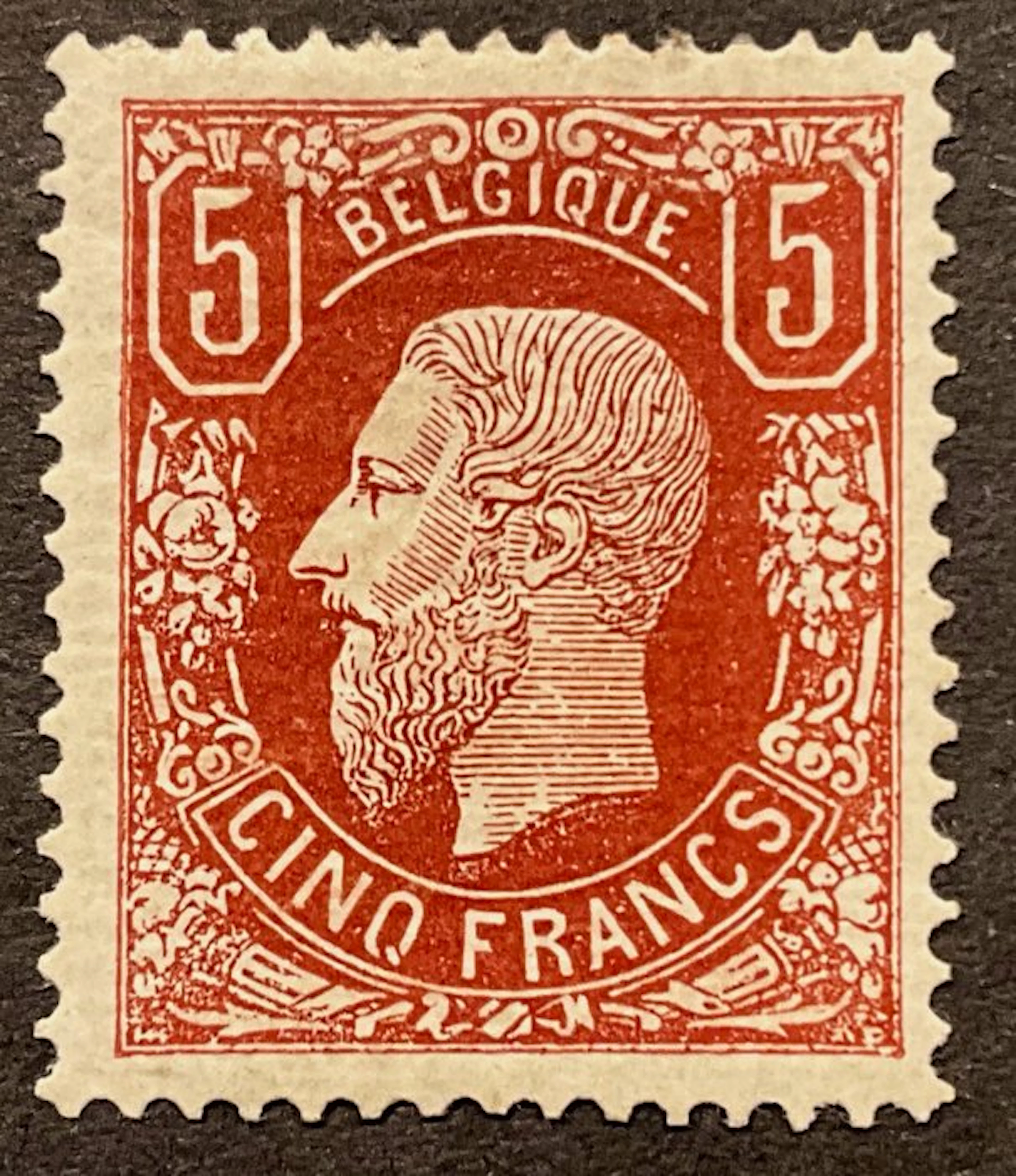 Belgium 1869/1883 - Leopold II - 5fr Brown-Red - with...