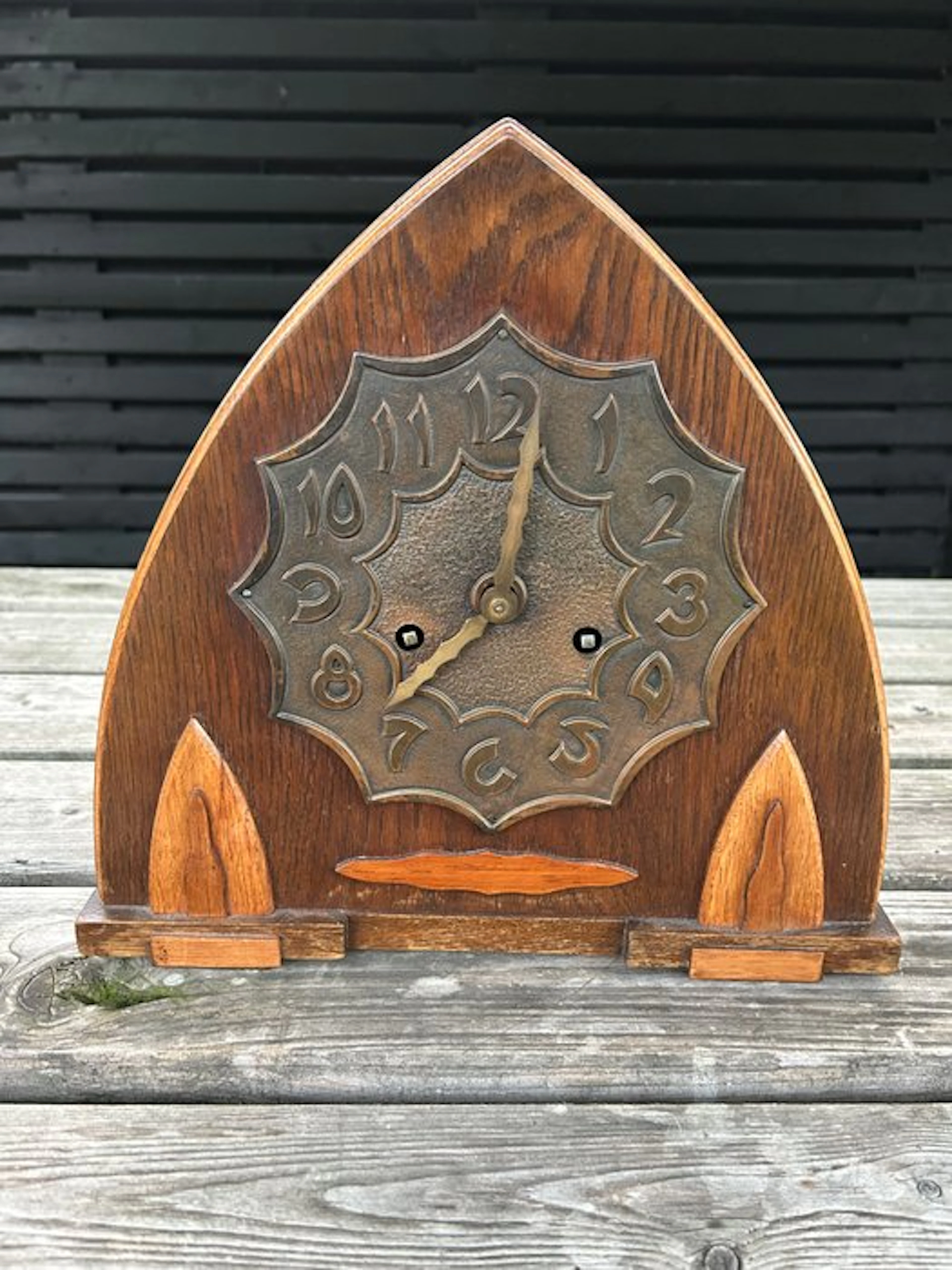 Amsterdam School Clock - Art Deco Wood - 1920-1930 - U.M. Amsterdamse School
