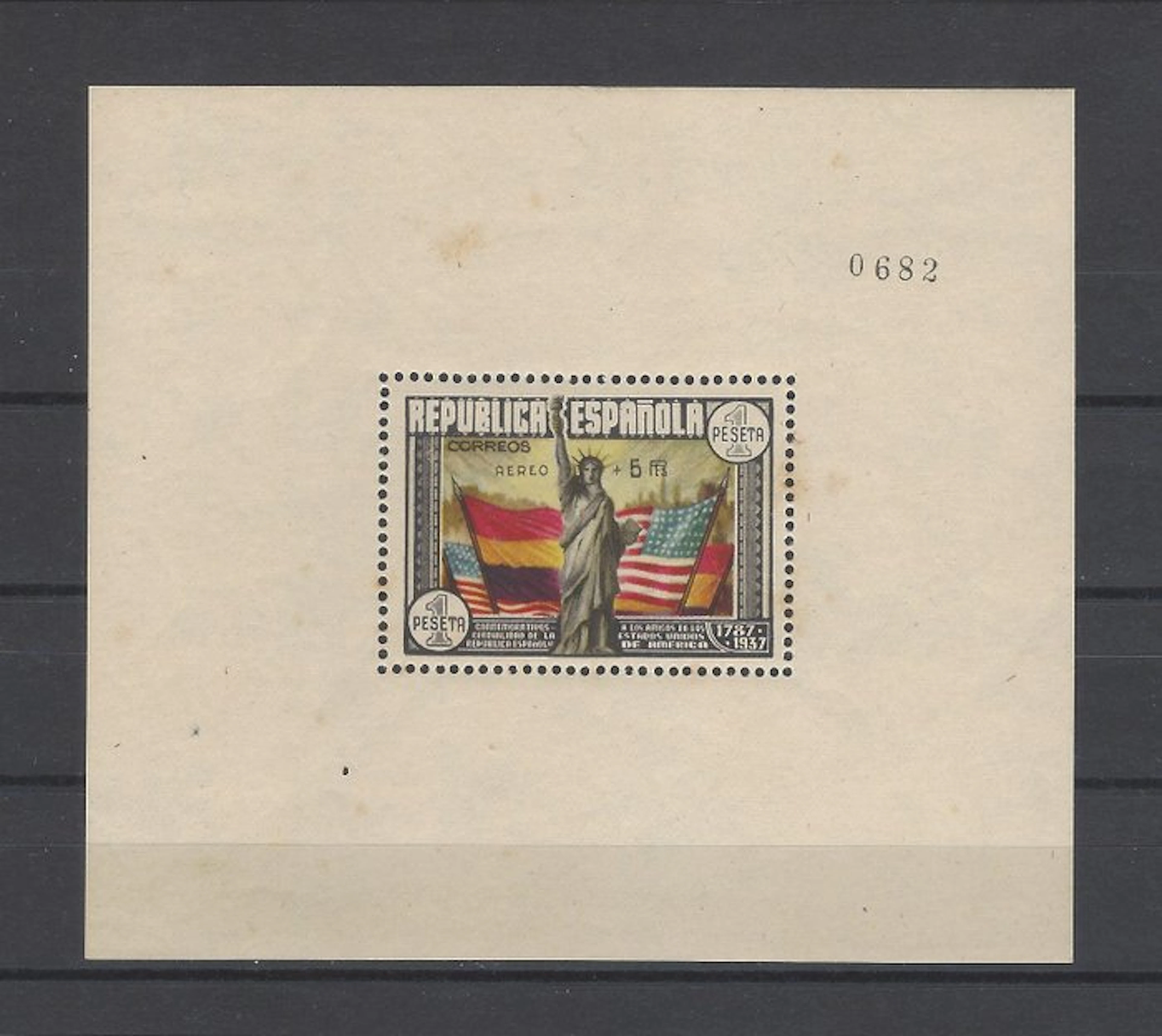 Spain 1938 - US Constitution aerial +5 - Edifil nº 766