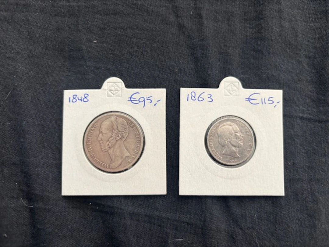 Netherlands. 1/2, 1 Gulden 1848/1863, 2 stuks (No reserve price)