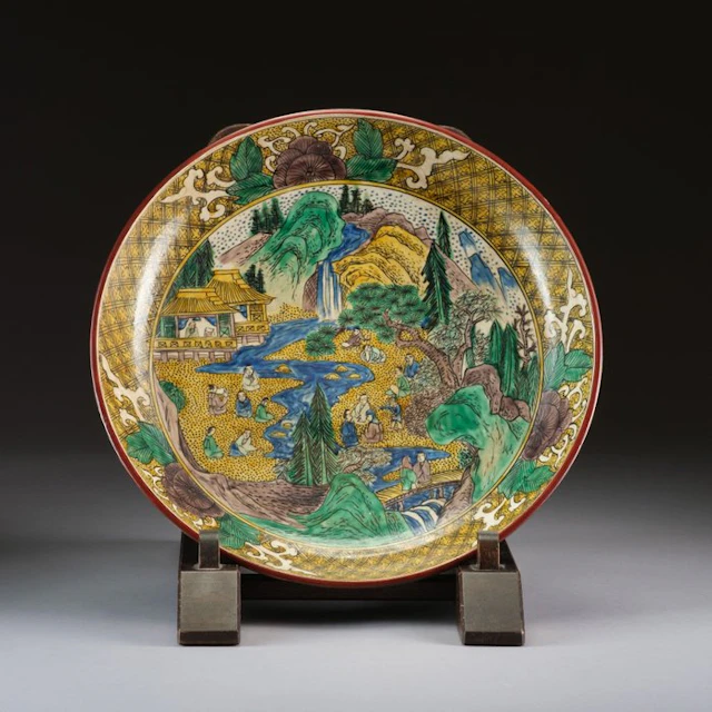 Very large Kutani porcelain bowl platter - Porcelain...