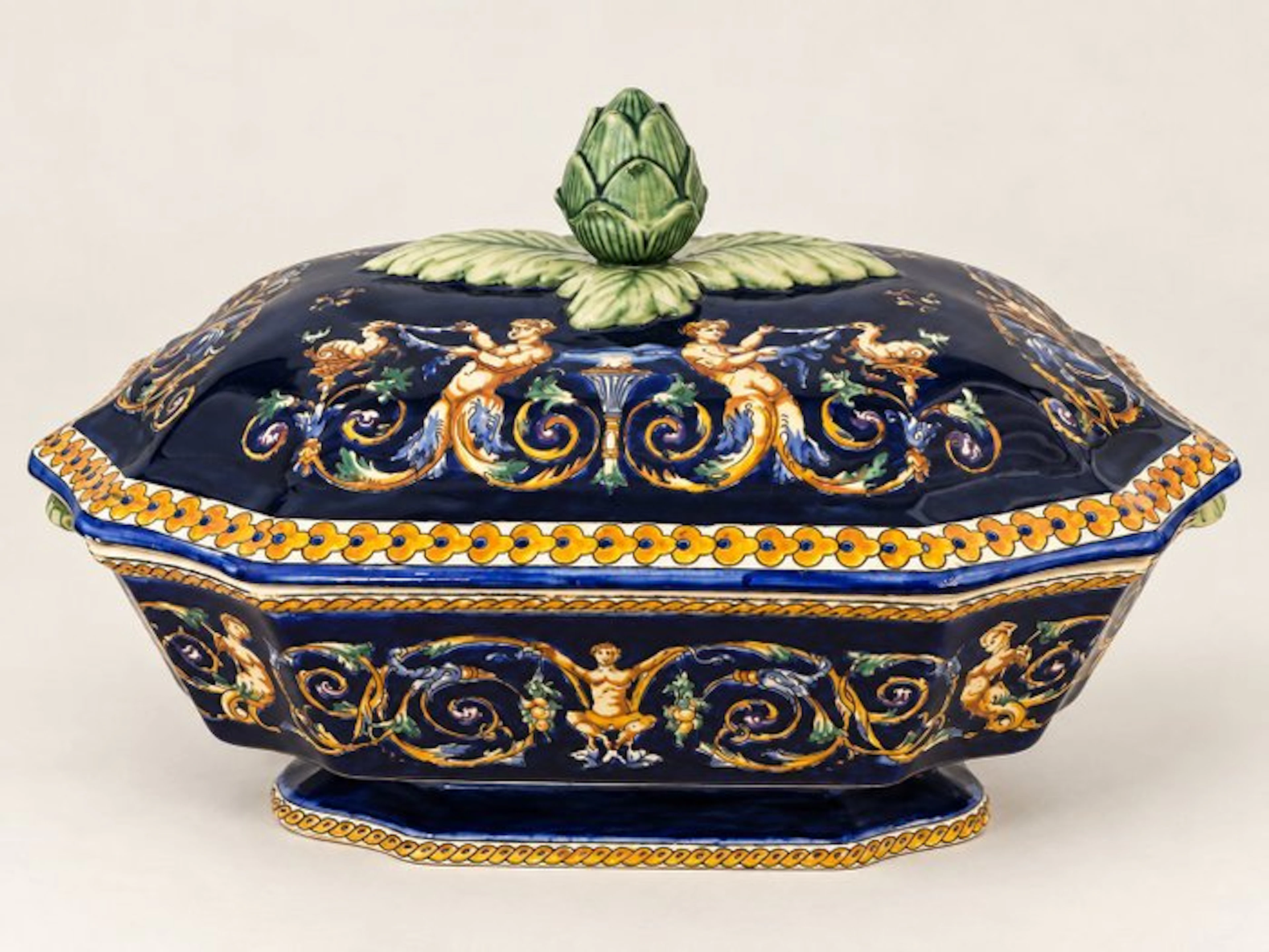 Gien - Tureen - Renaissance à fond bleu - Earthenware