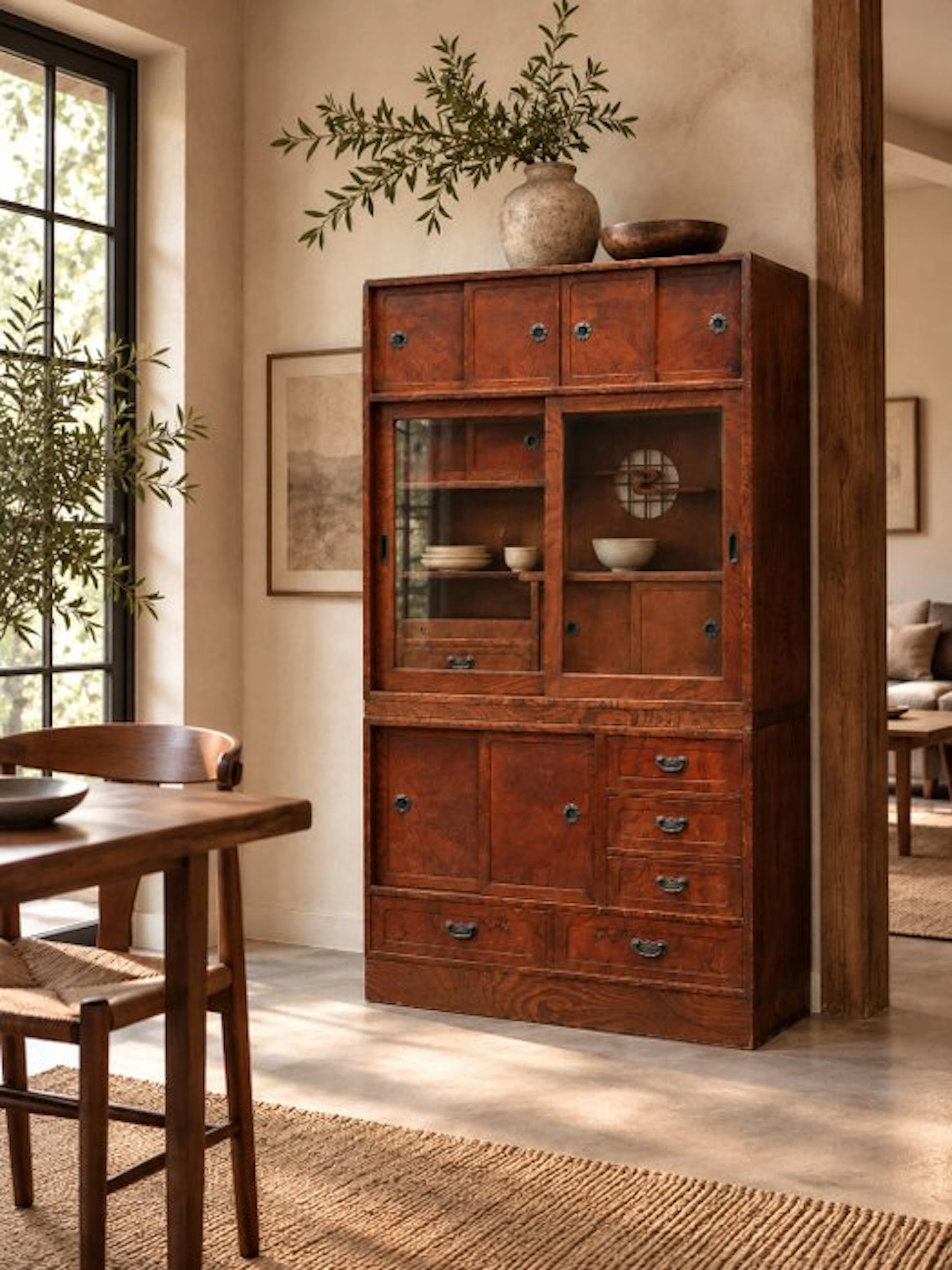 Cupboard - High-grade Keyaki (Japanese Zelkova) veneer...