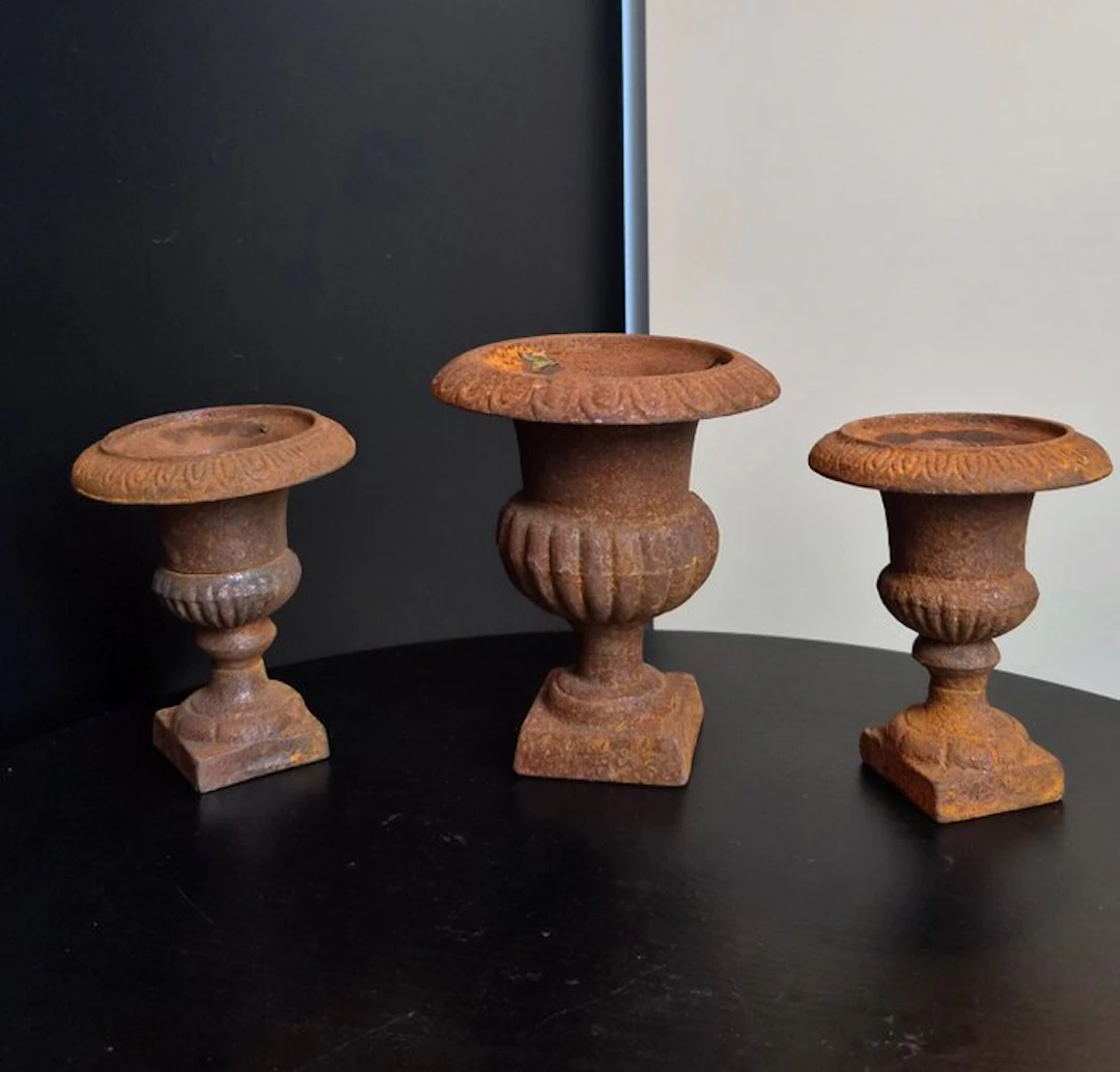 Urn (3) - Vintage Miniature Cast Iron Medici Urns