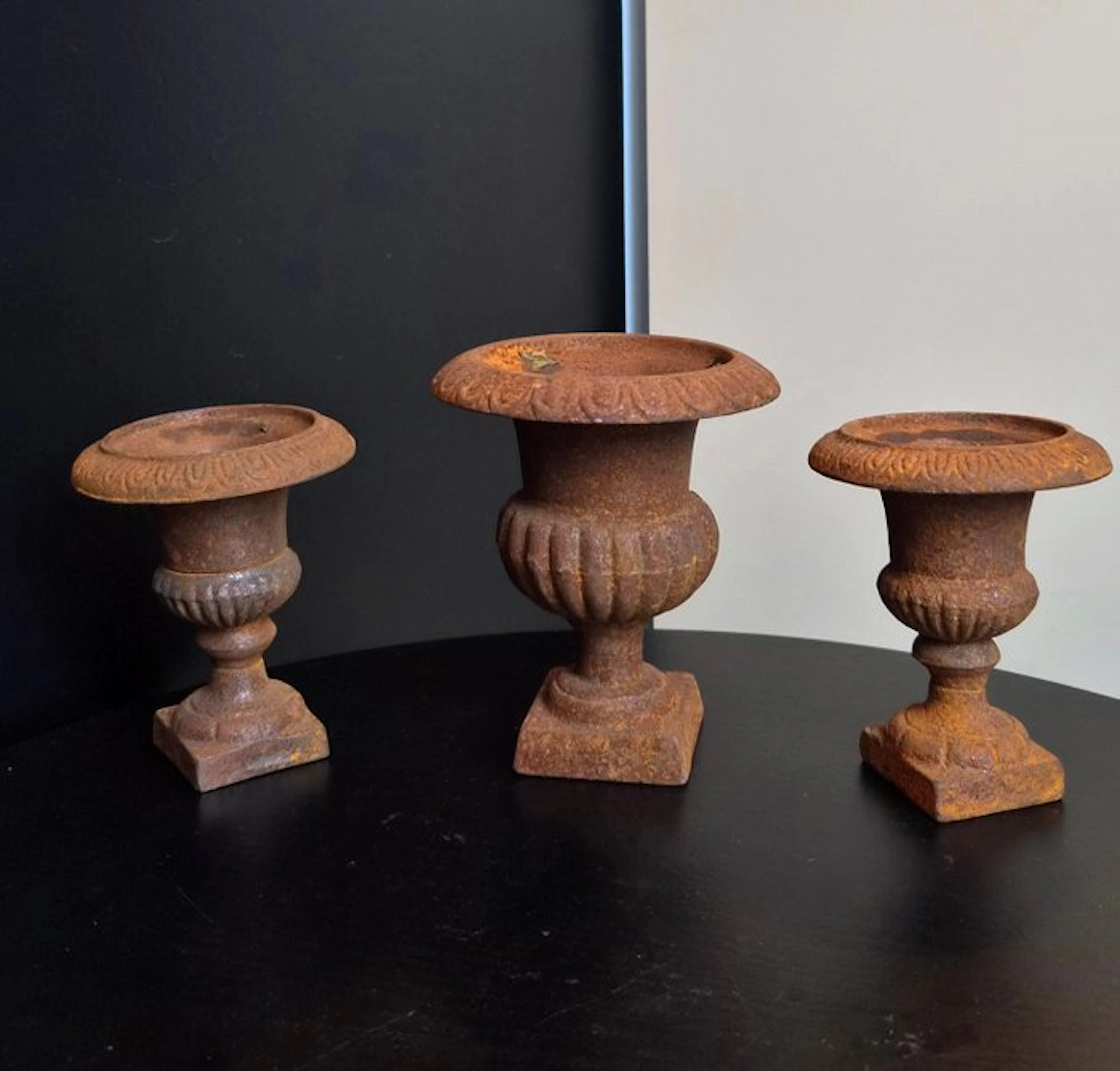 Urn (3) - Vintage Miniature Cast Iron Medici Urns