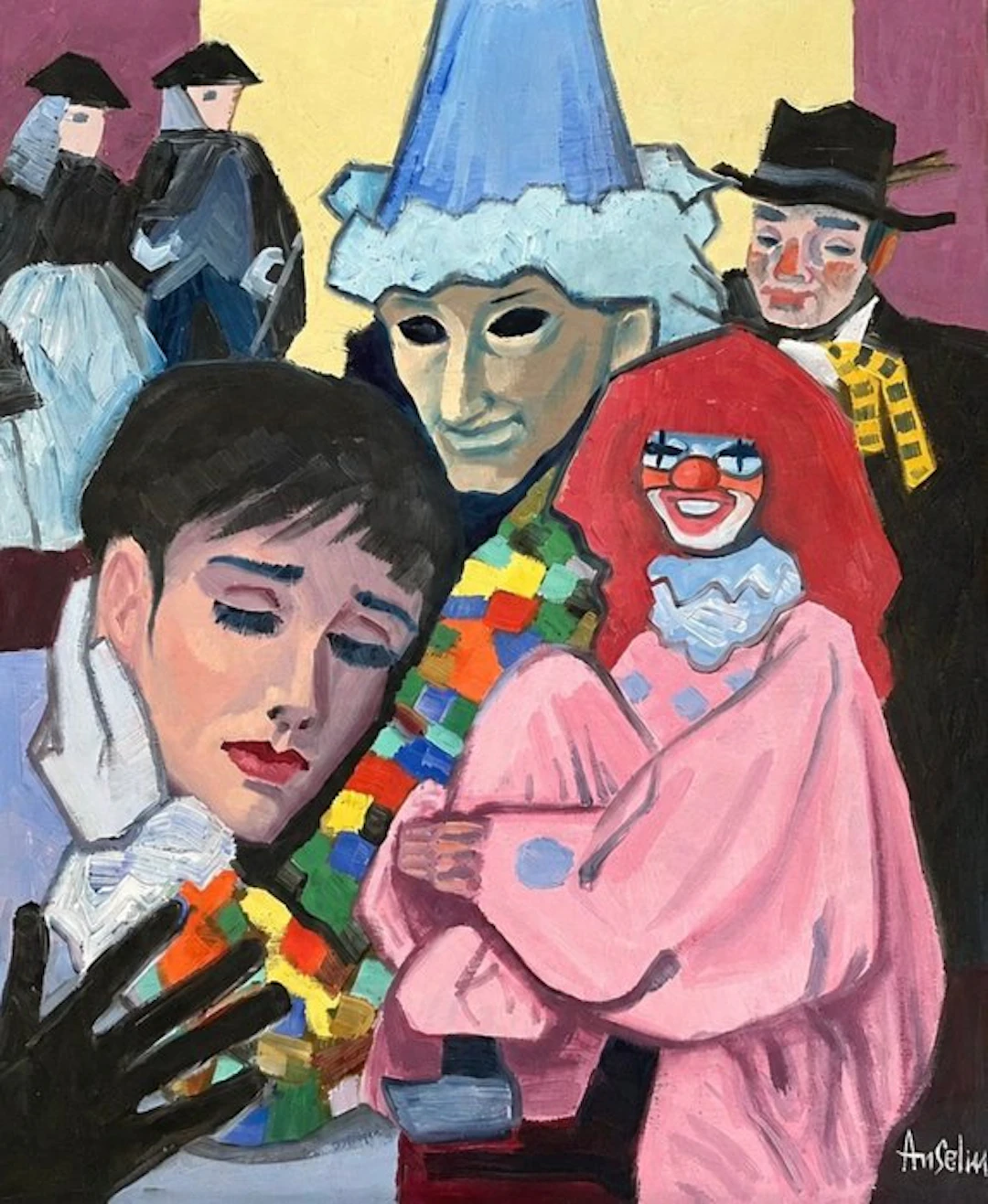 Fred Anselm (1922-2005) - Komposition v. Karneval, Clowns Figuren