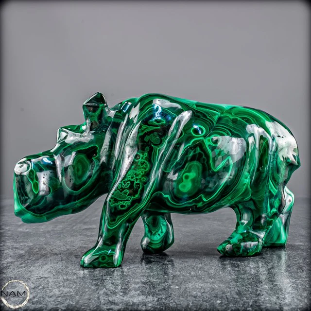 Exclusive hippopotamus carved from malachite – Artful...
