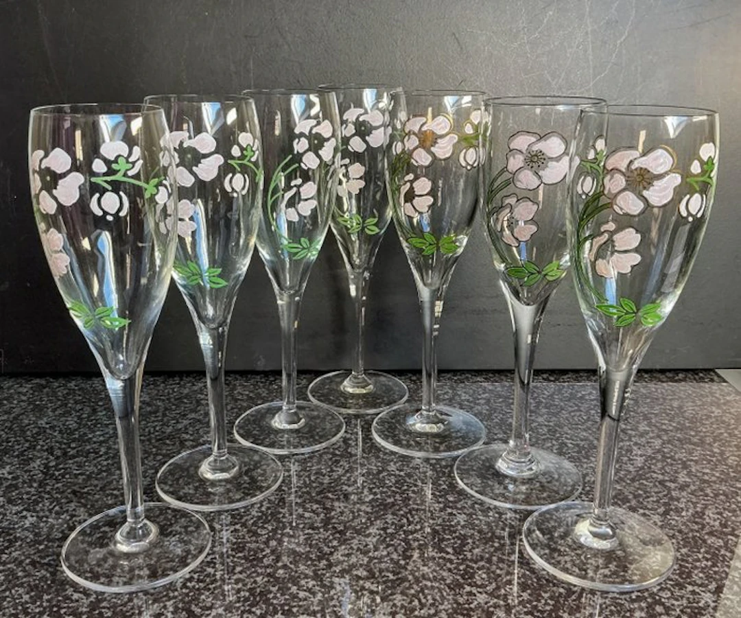 Champagne flute - Crystal - Anemoon decoration