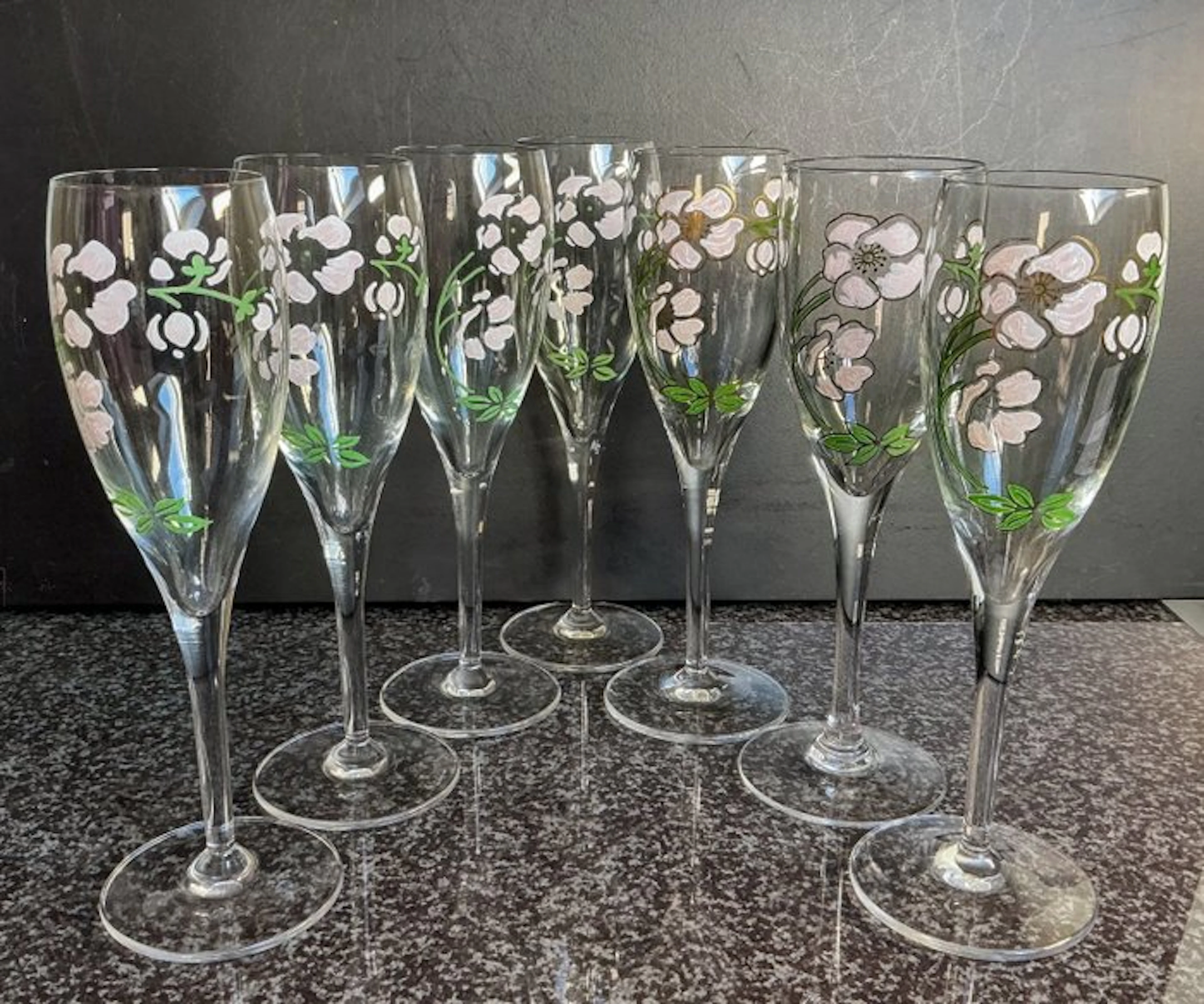 Champagne flute - Crystal - Anemoon decoration