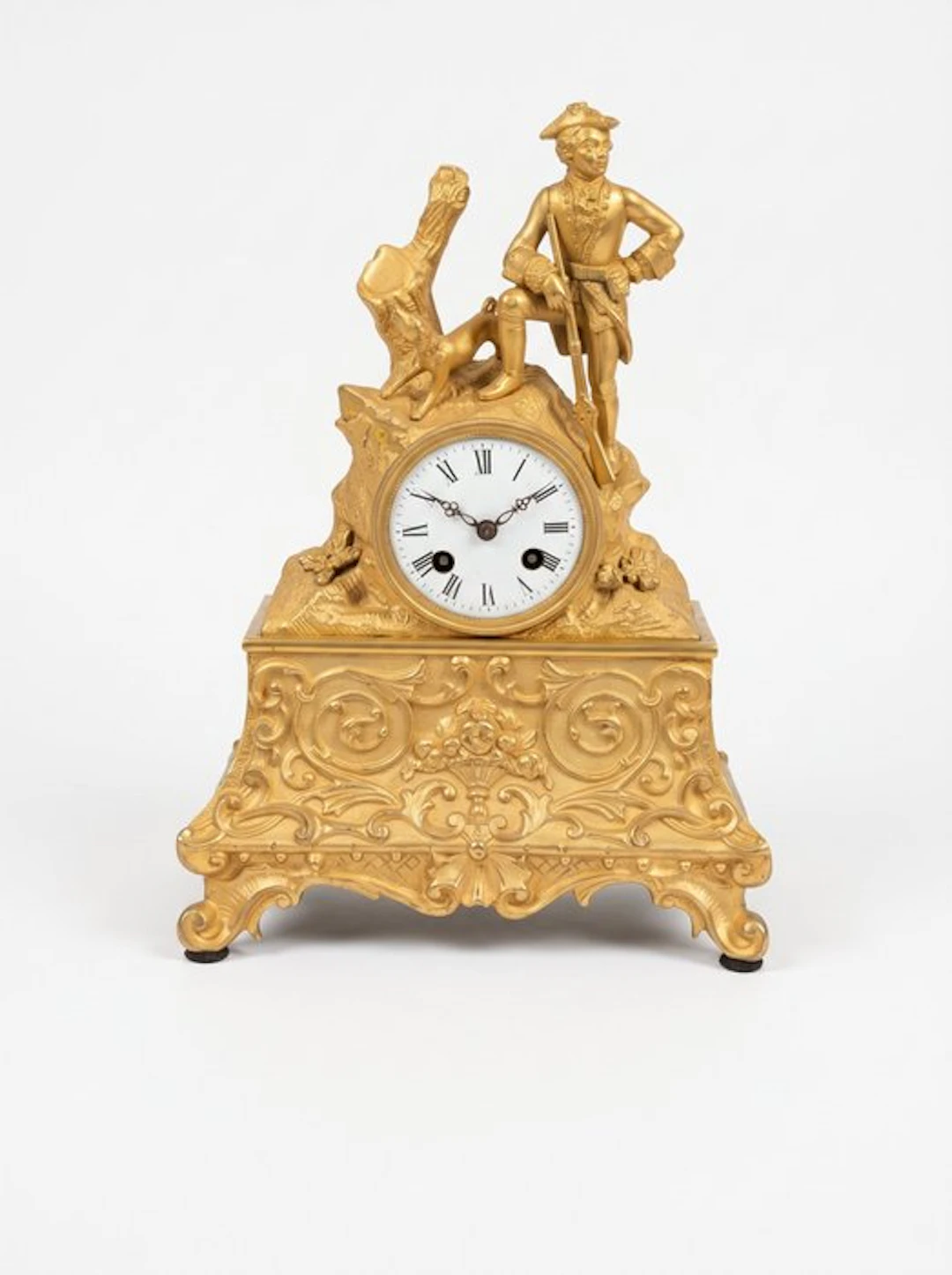Figural mantel clock - - Gilt bronze - 1800-1850