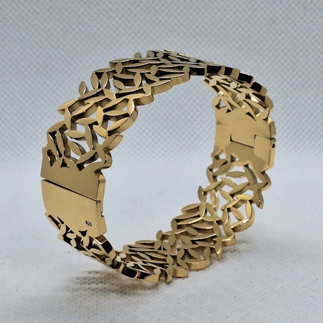 925 silver. Gold plated. - Bracelet - Rigid wrist brace.
