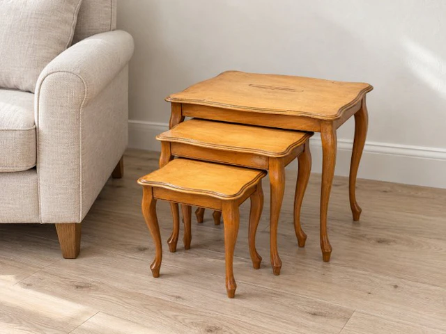 Elegante set van drie bijzettafels – jaren 80 – warme...