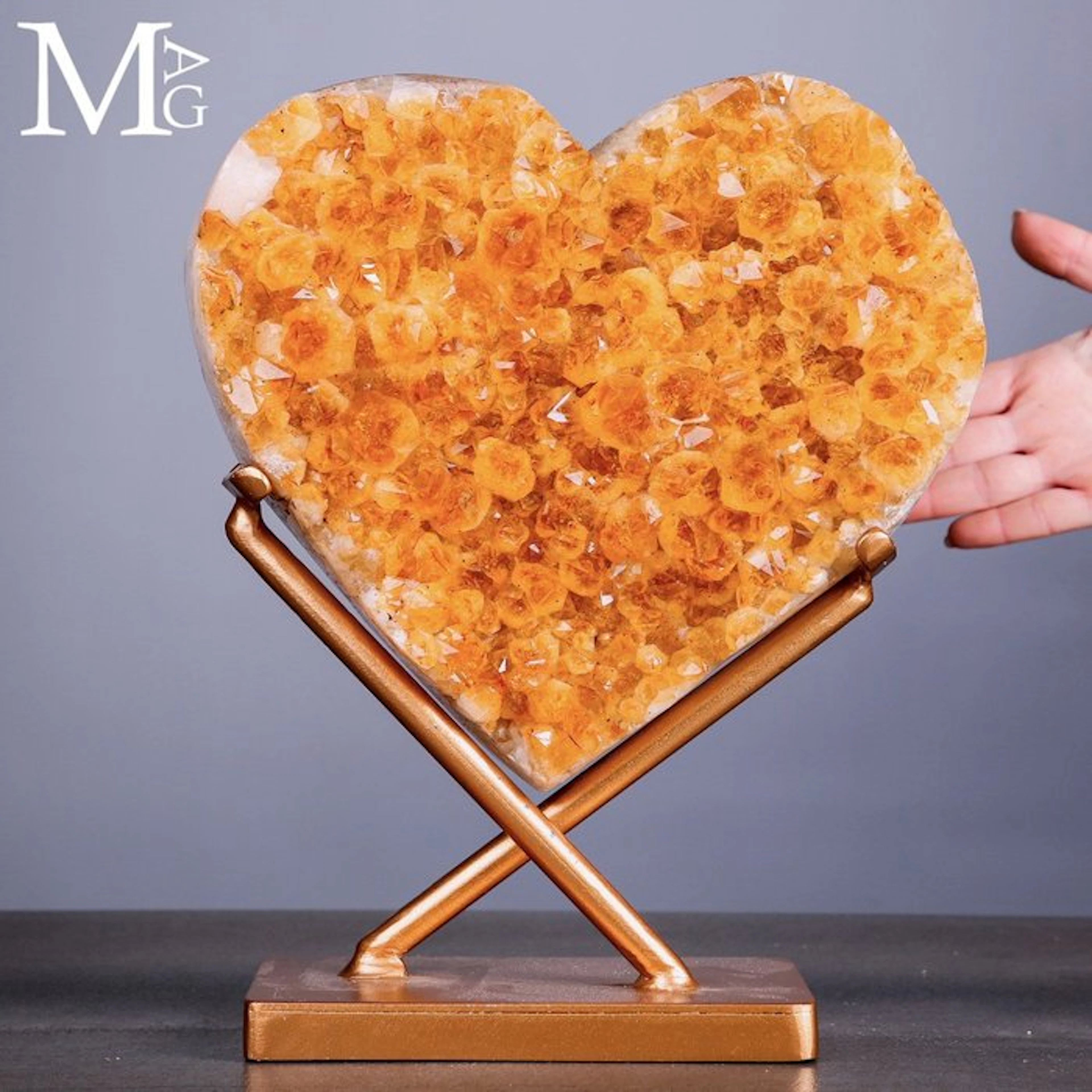 Exquisite Natural Citrine Quartz Heart - Heart-shaped...