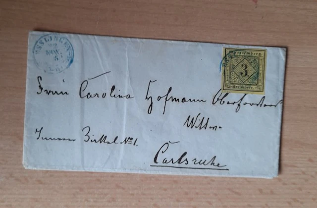 Germany 1852/1852 - Württemberg letter