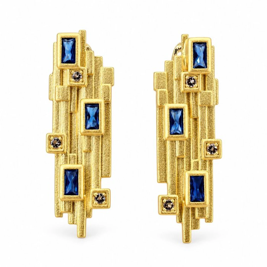 No reserve price - Earrings Gold-plated, Silver Spinel - Topaz - Limited