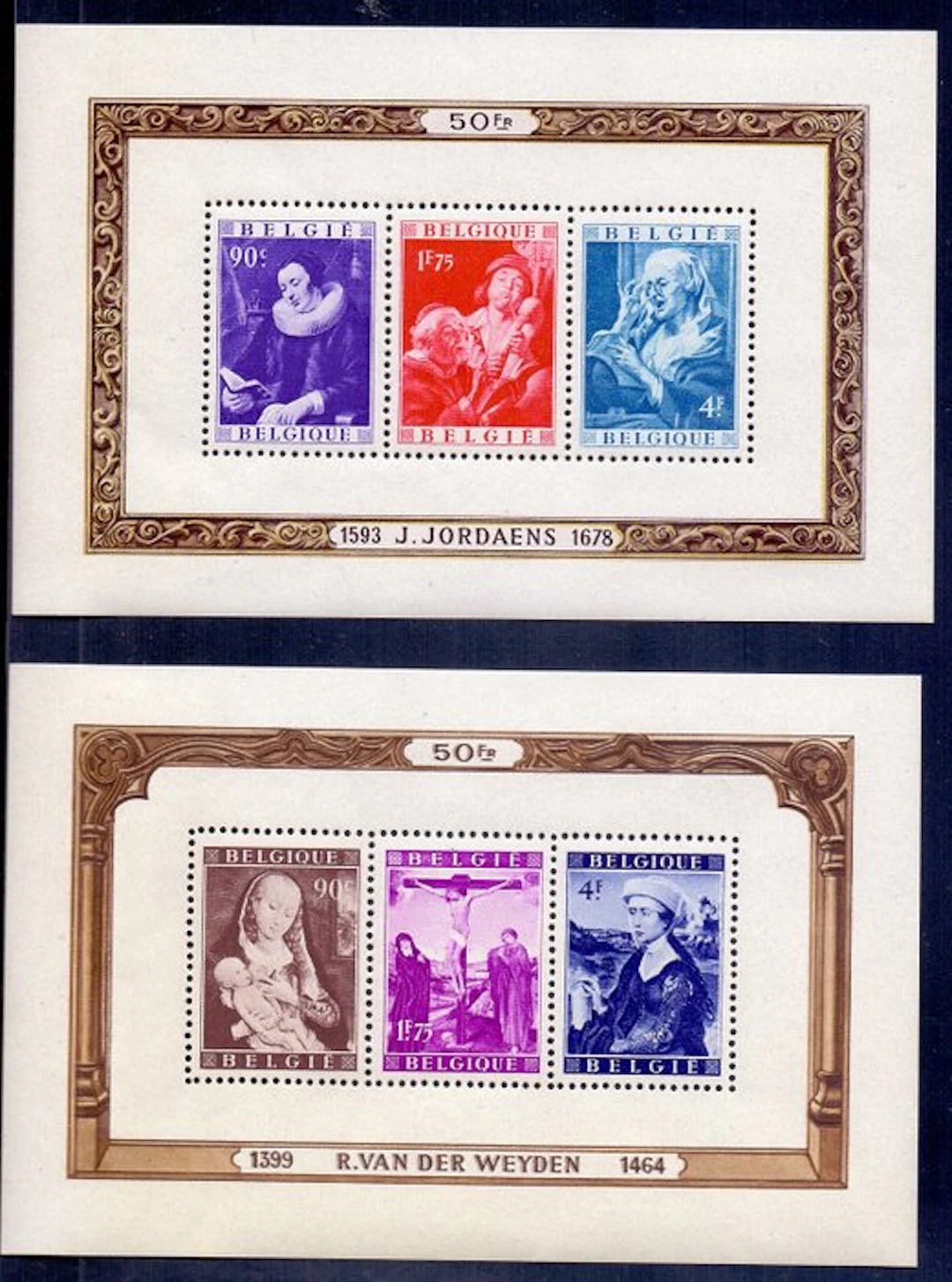 Belgium 1949 - Blocks: Jordaens and Van der Weyden - OBP/COB BL27/28