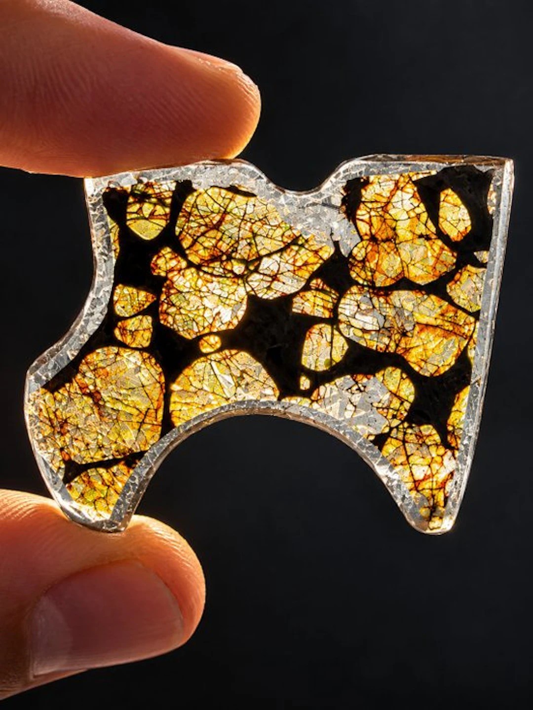 Exceptional Sericho Pallasite Meteorite Olivine-Rich Polished Slice - 3 g - (1)