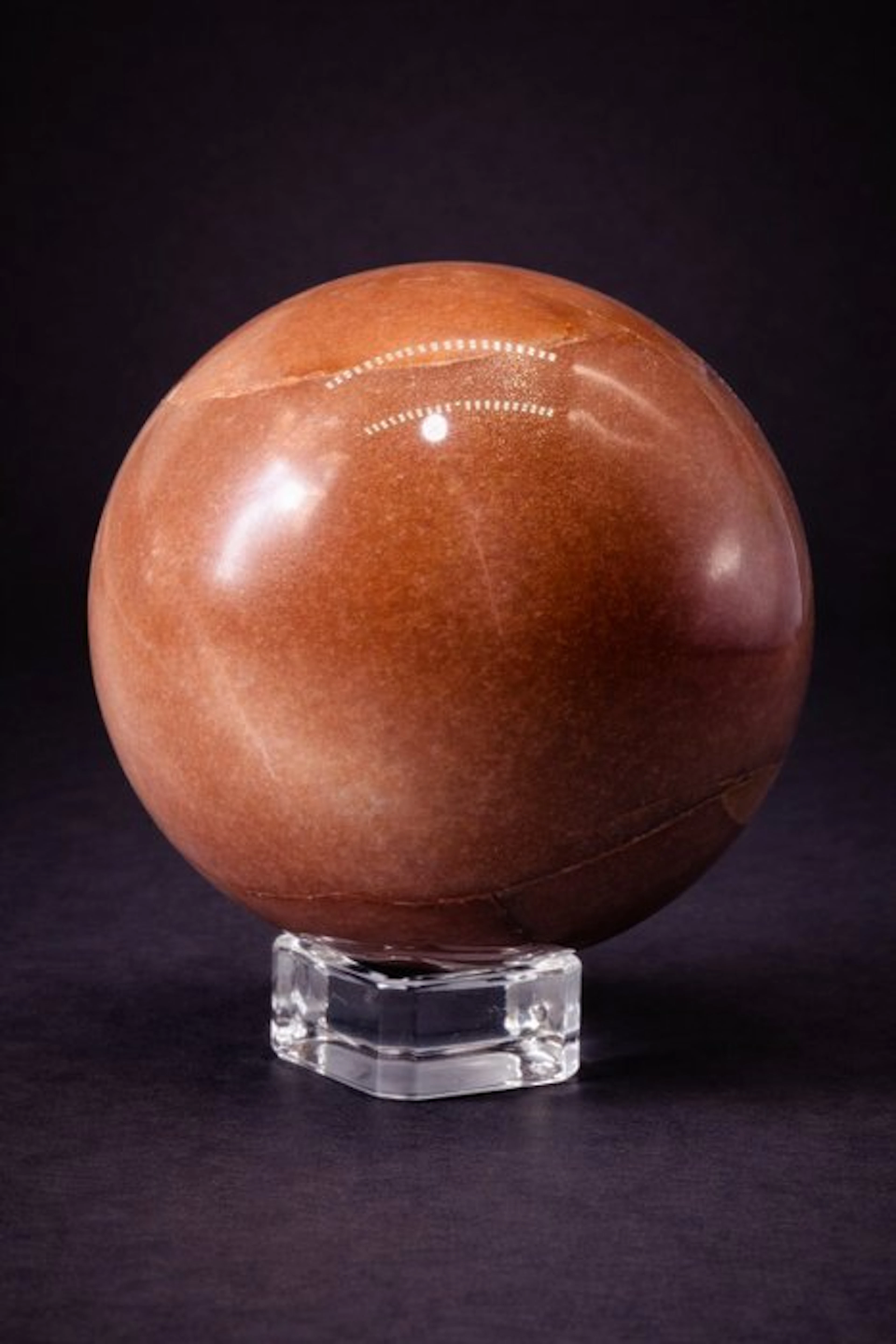 Premium Peach Moonstone Sphere with Soft Glowing Flash - Ø 85mm- 842 g - (1)