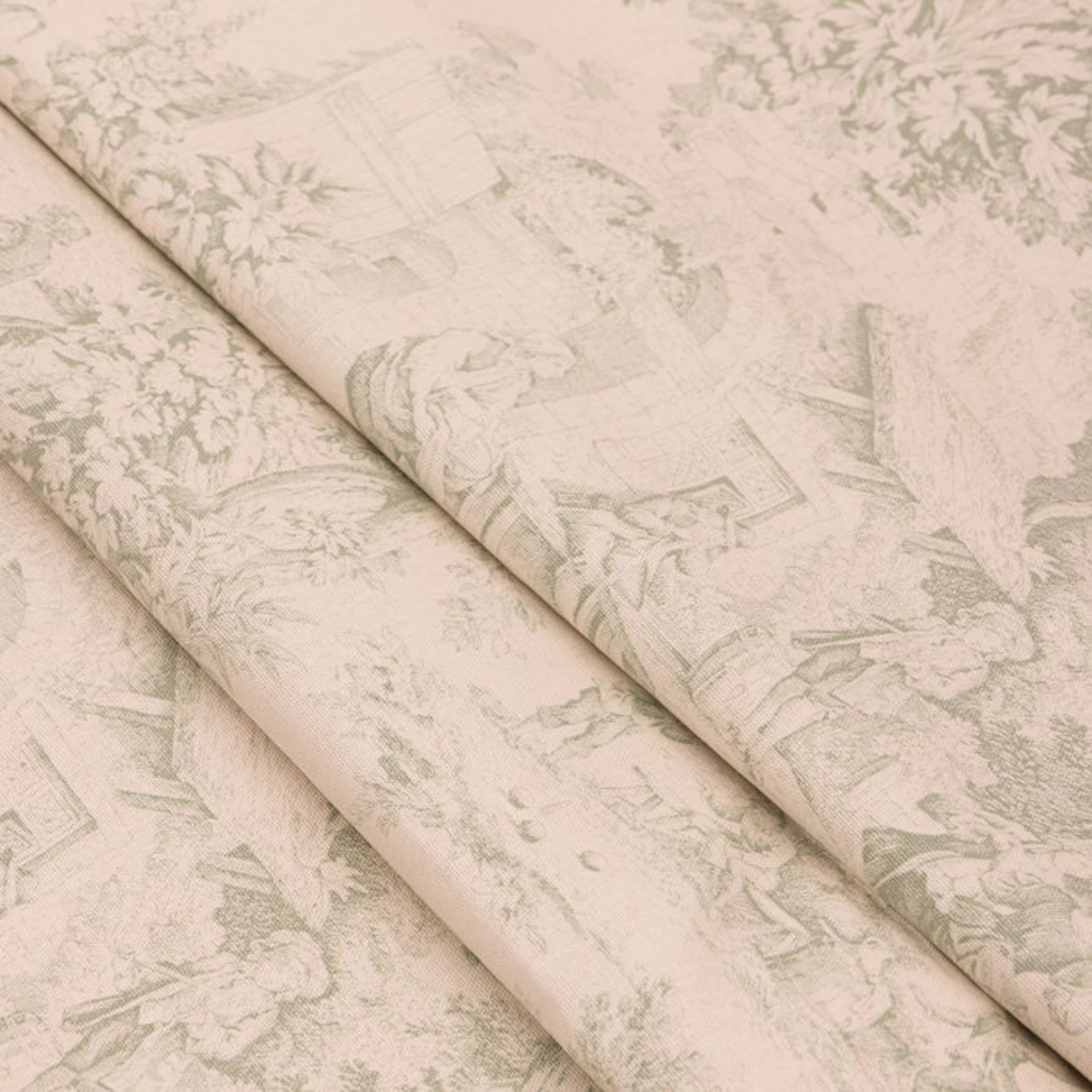 AA111 - Toile de Jouy Sage Green - Delicate - Upholstery...