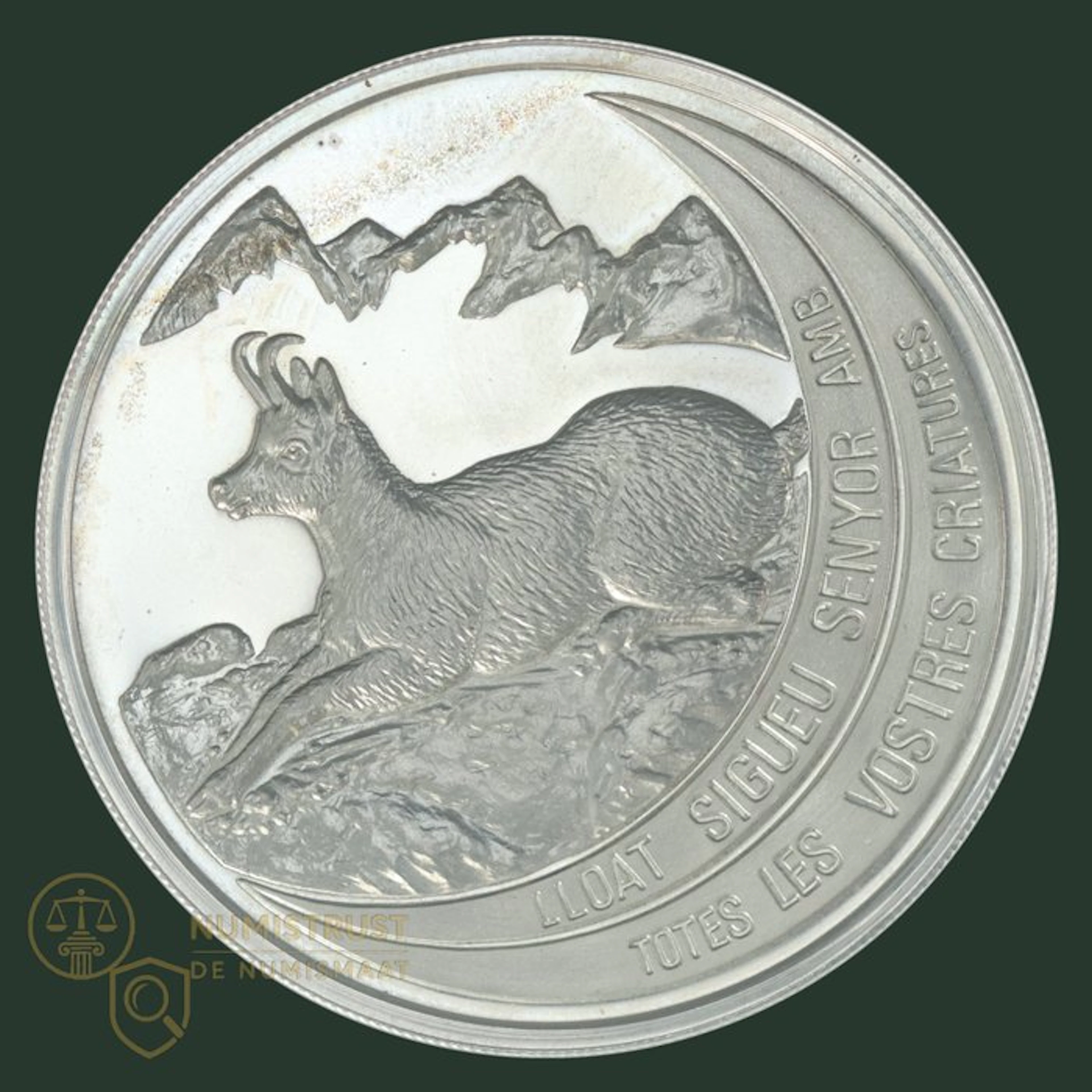 Andorra. 10 Dinar 1992 "Wildlife Pyrenean Chamois" (No reserve price)