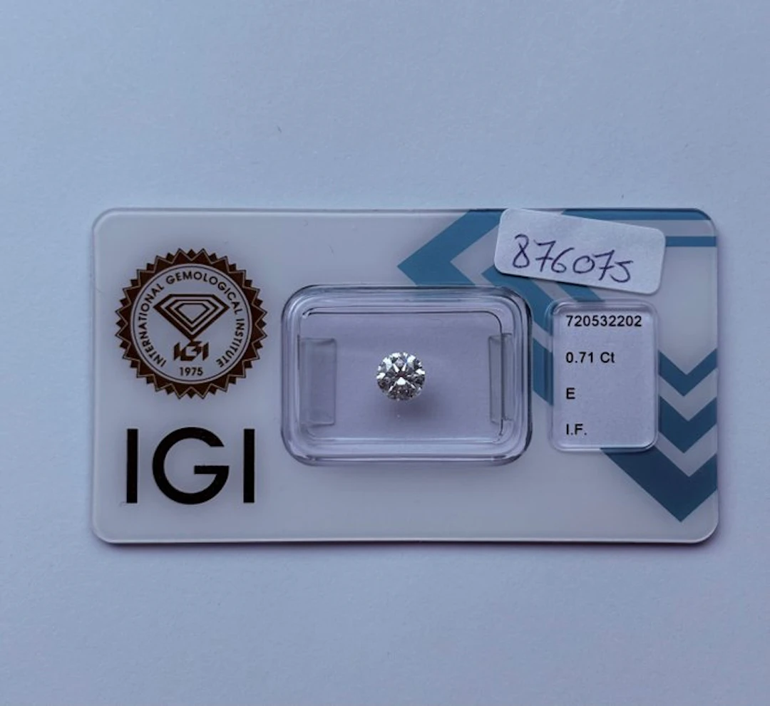 1 pcs Diamond (Natural) - 0.71 ct - Round - E - IF...