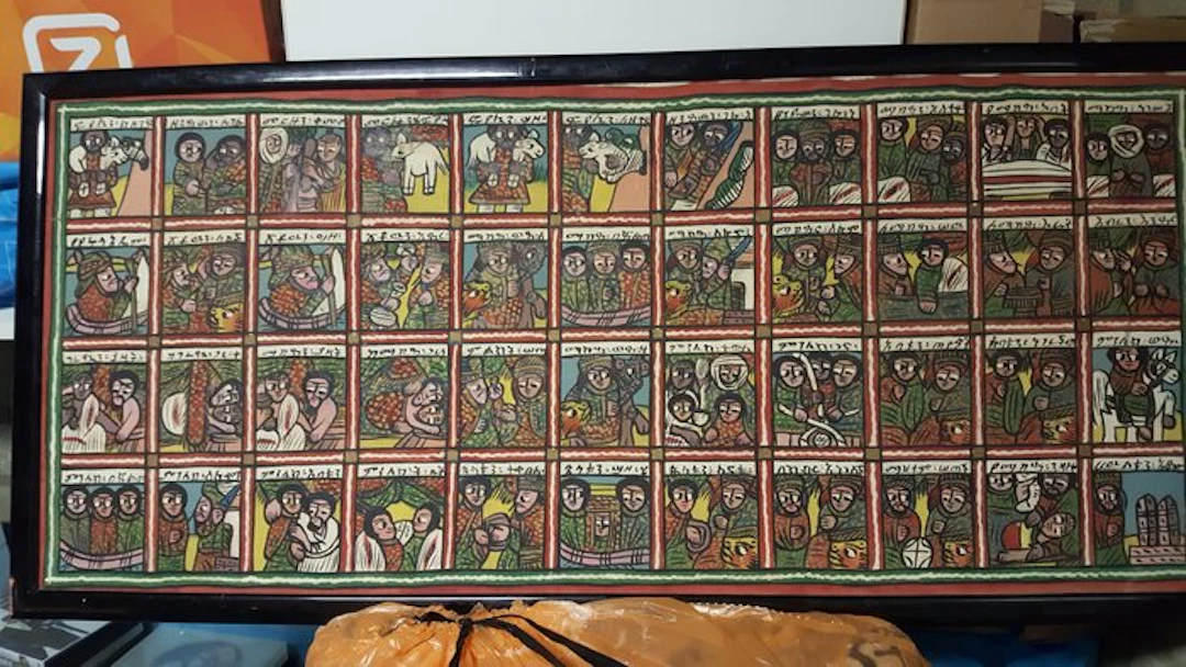 Onbekend - Groot Ethiopisch Orthodox Schilderij op...