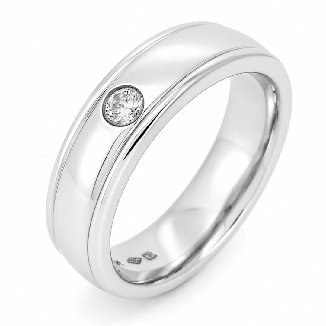 Ring Platinum - 0.05ct. tw. Diamond (Natural) - Made in Italy - Handmade