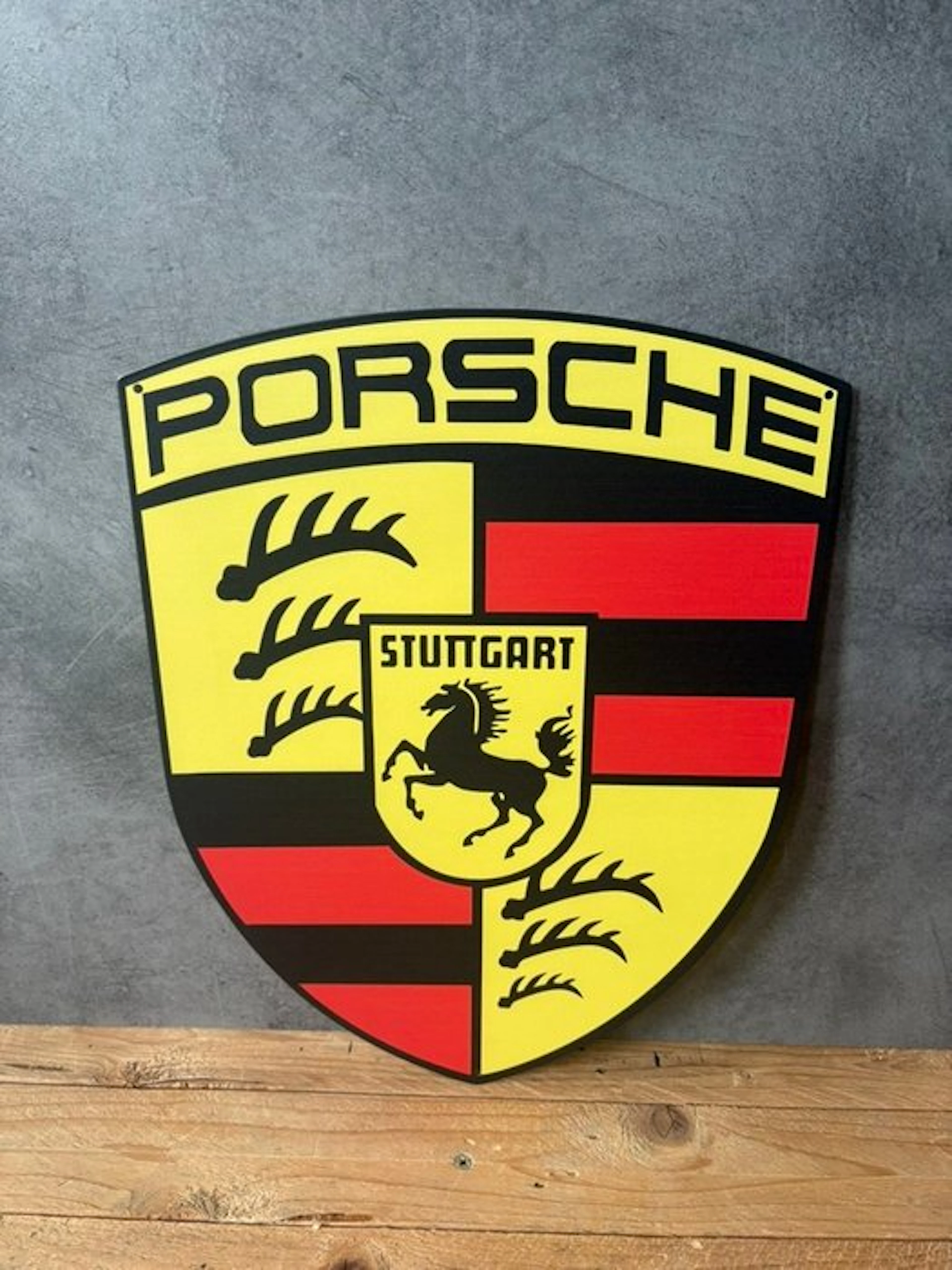 Magnificent Porsche emblem - Metal plaque - 40 cm x 30 cm - Sign - Steel