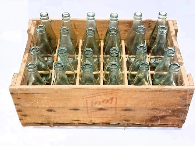 Bottle (24) - vintage glass, wooden box