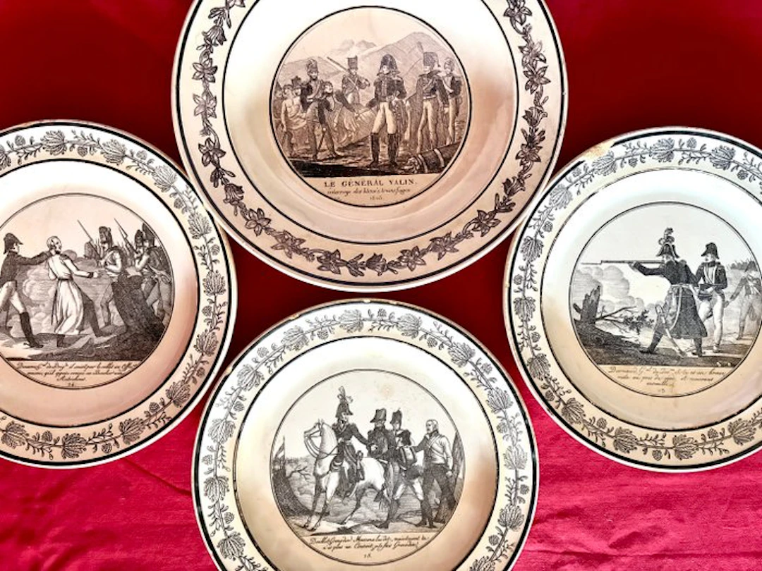 France - 4 illustrated plates: wars of the Empire & the...