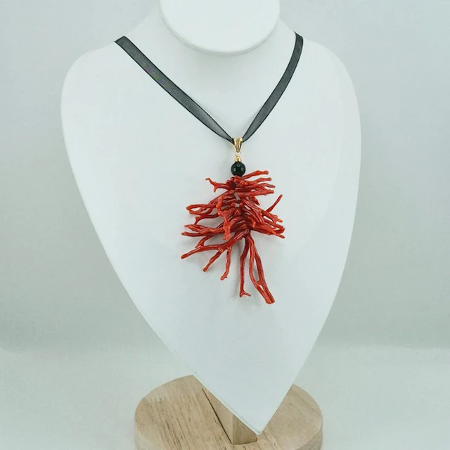 Coral - Silver, Gold-plated, No Reserve - Pendant - CORALLO MEDITERRANEO