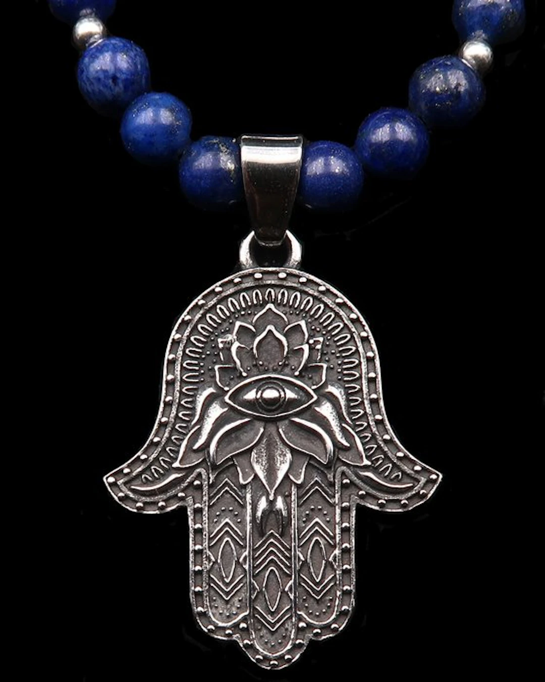 Lapis lazuli - Fatima's Hand Necklace – Khamsa and Sacred...