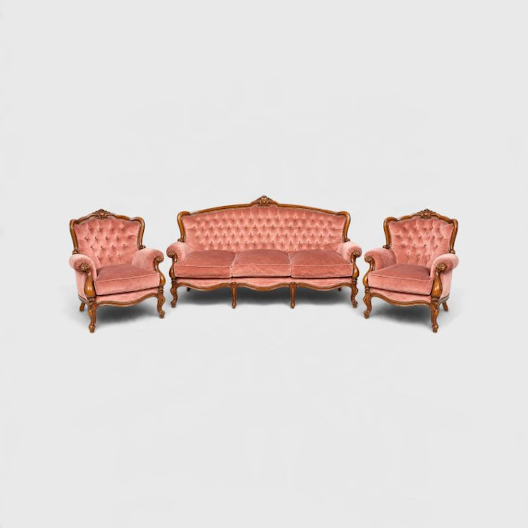 Seating group (3) - Wood, Velvet