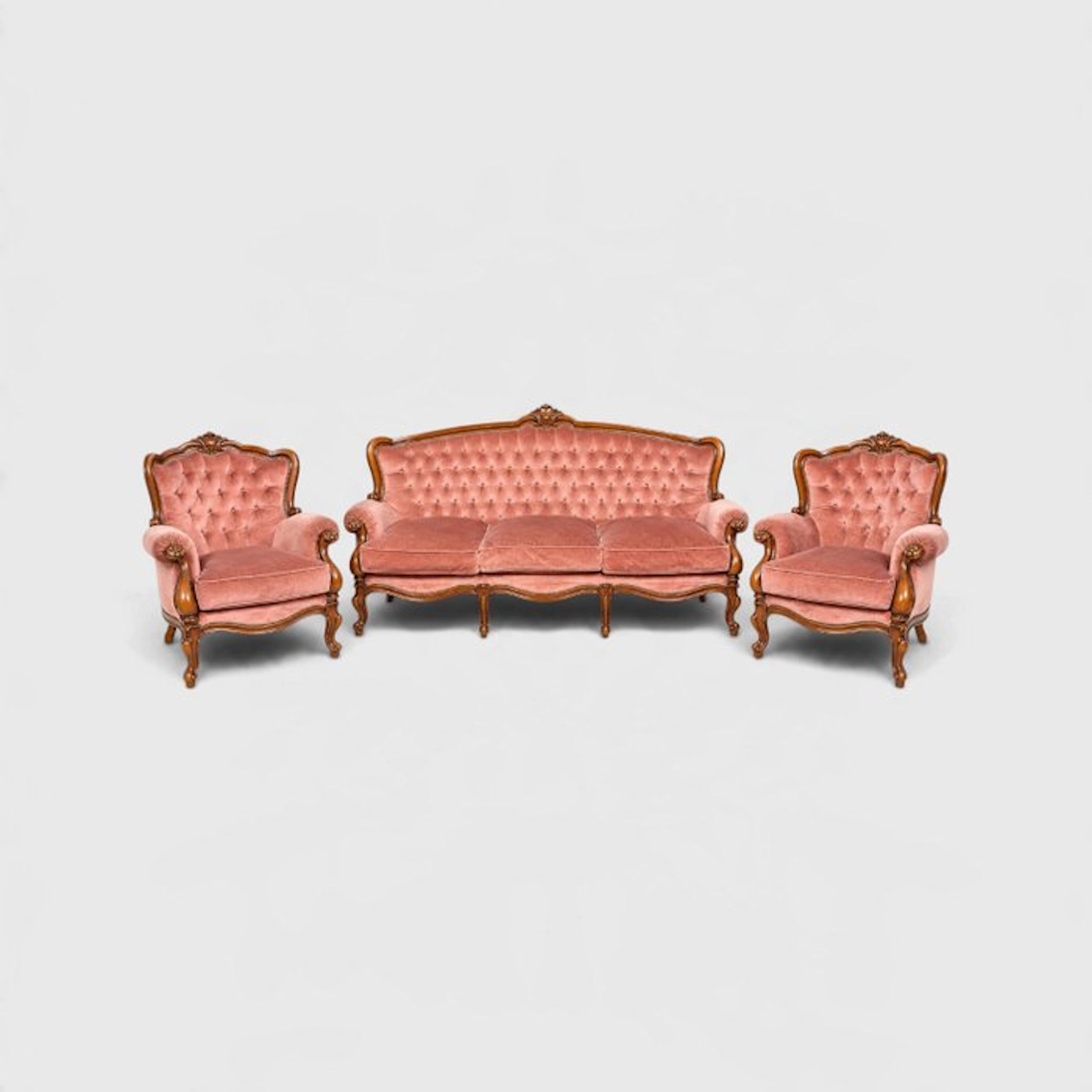 Seating group (3) - Wood, Velvet