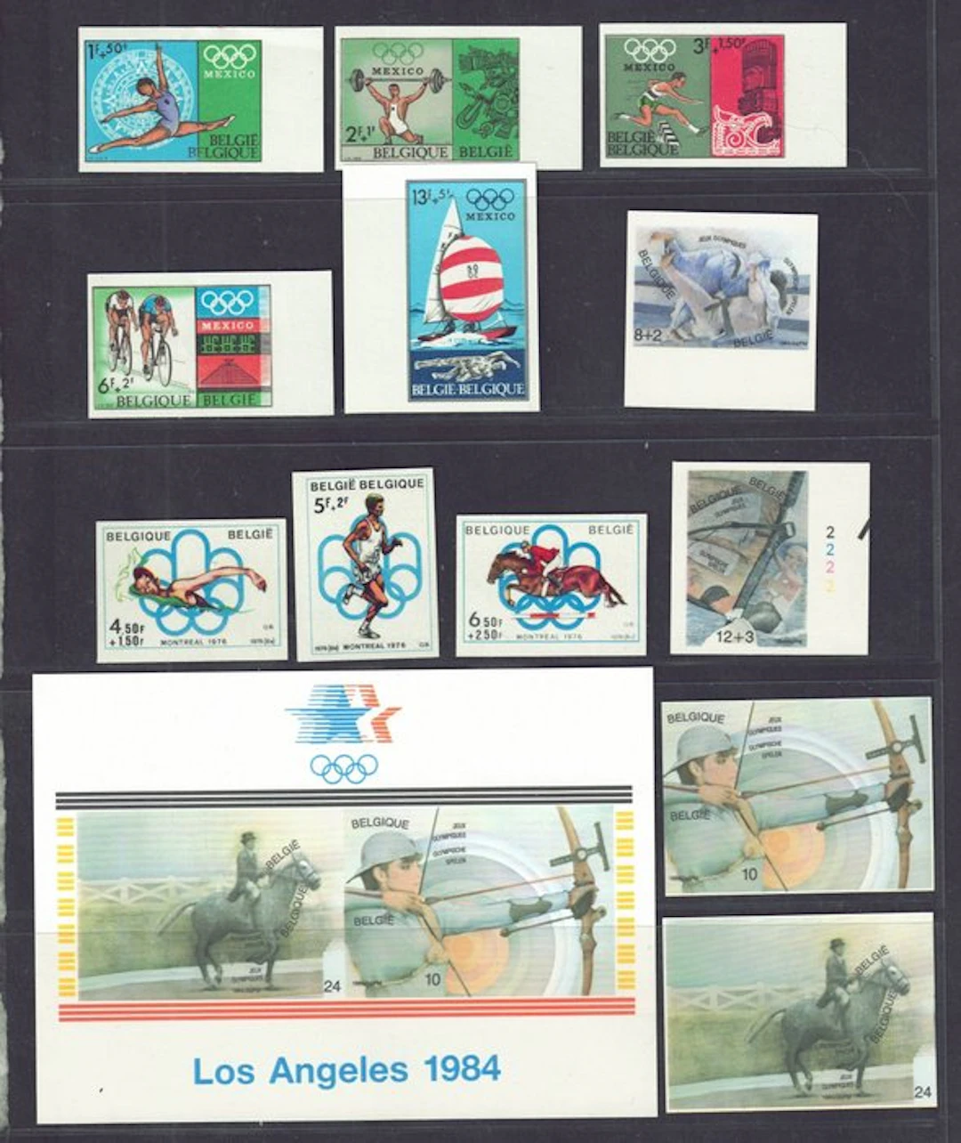 Belgium 1968/2008 - A collection of Olympic Games, unworn, with bib number.