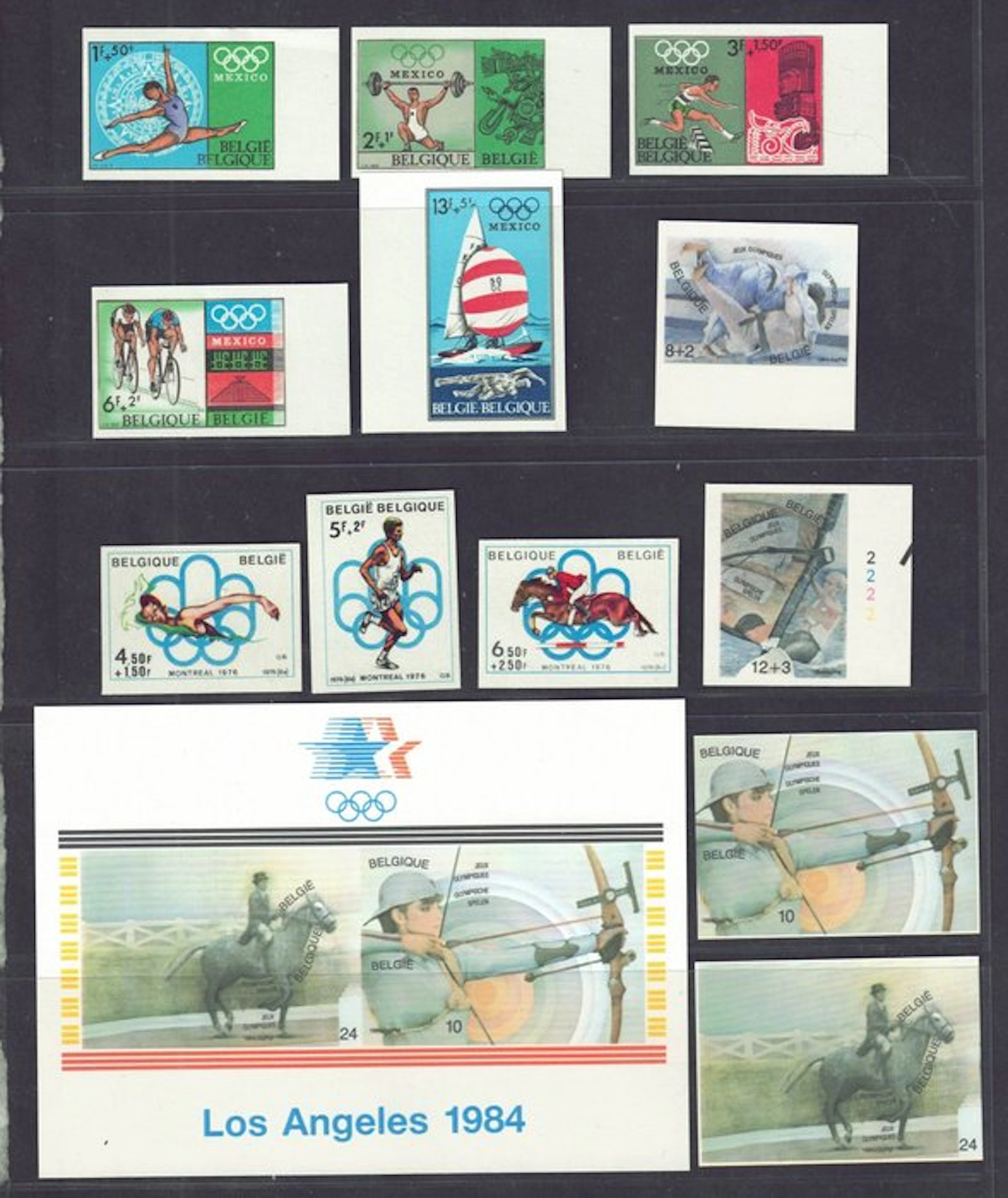 Belgium 1968/2008 - A collection of Olympic Games, unworn, with bib number.
