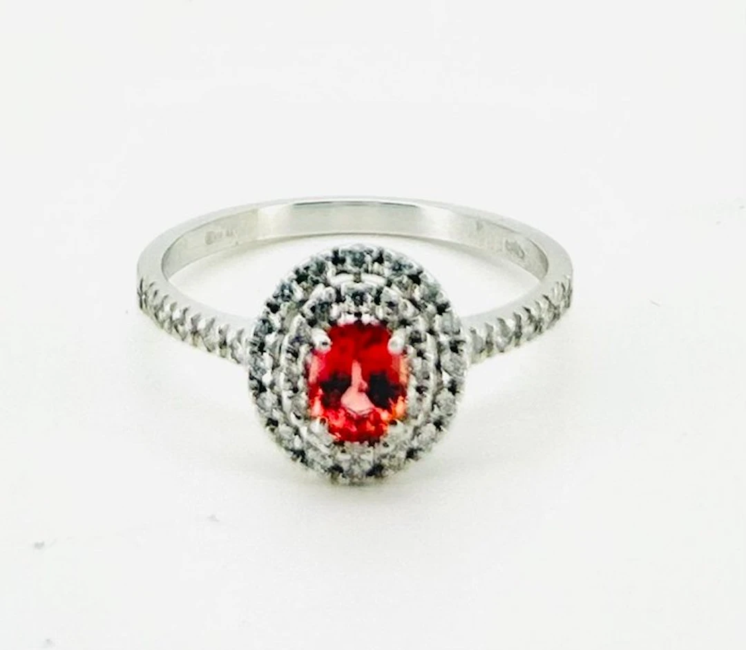 Ring - 18 kt. White gold - 0.58ct. tw. Sapphire - Diamond