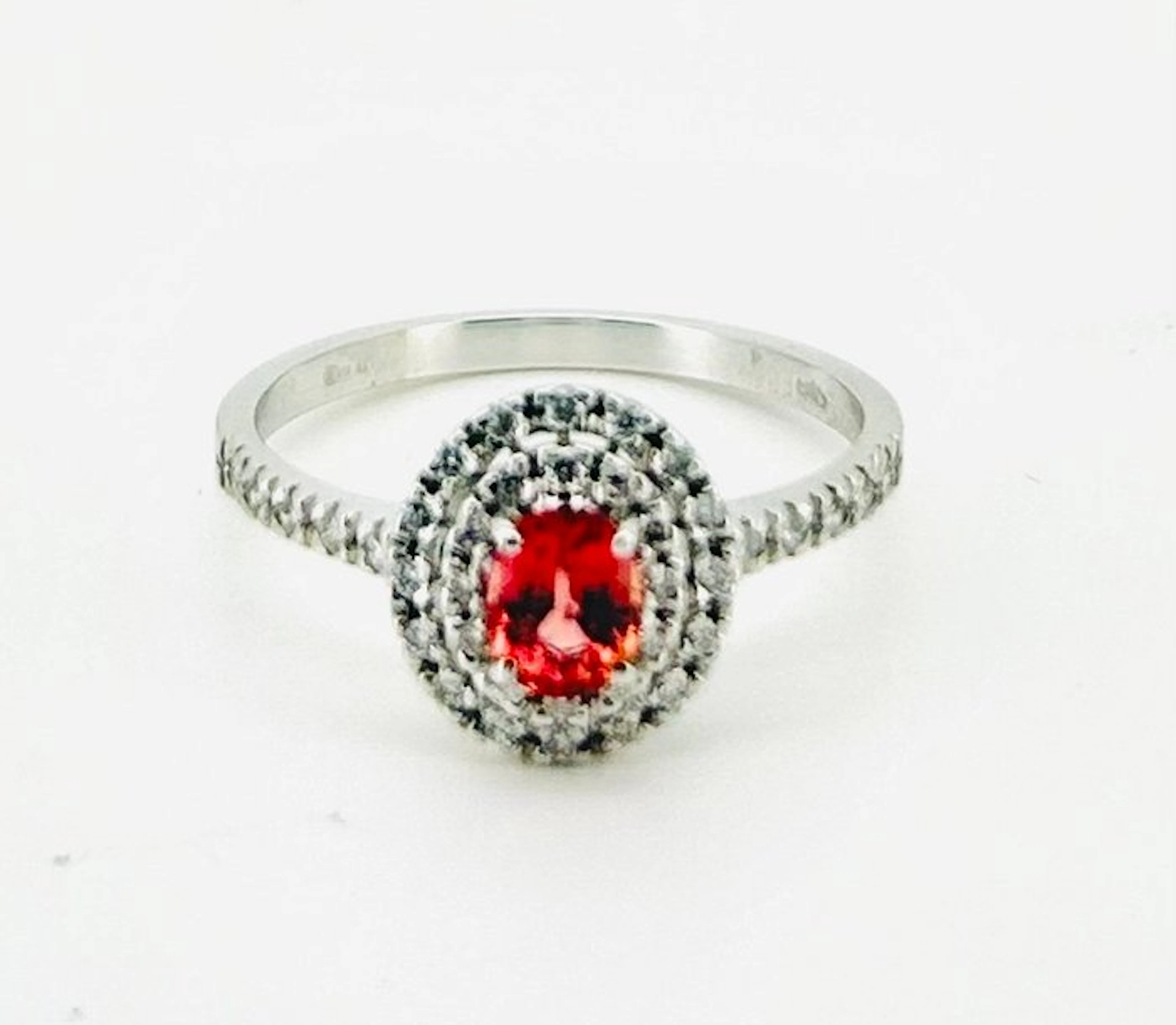 Ring - 18 kt. White gold - 0.58ct. tw. Sapphire - Diamond