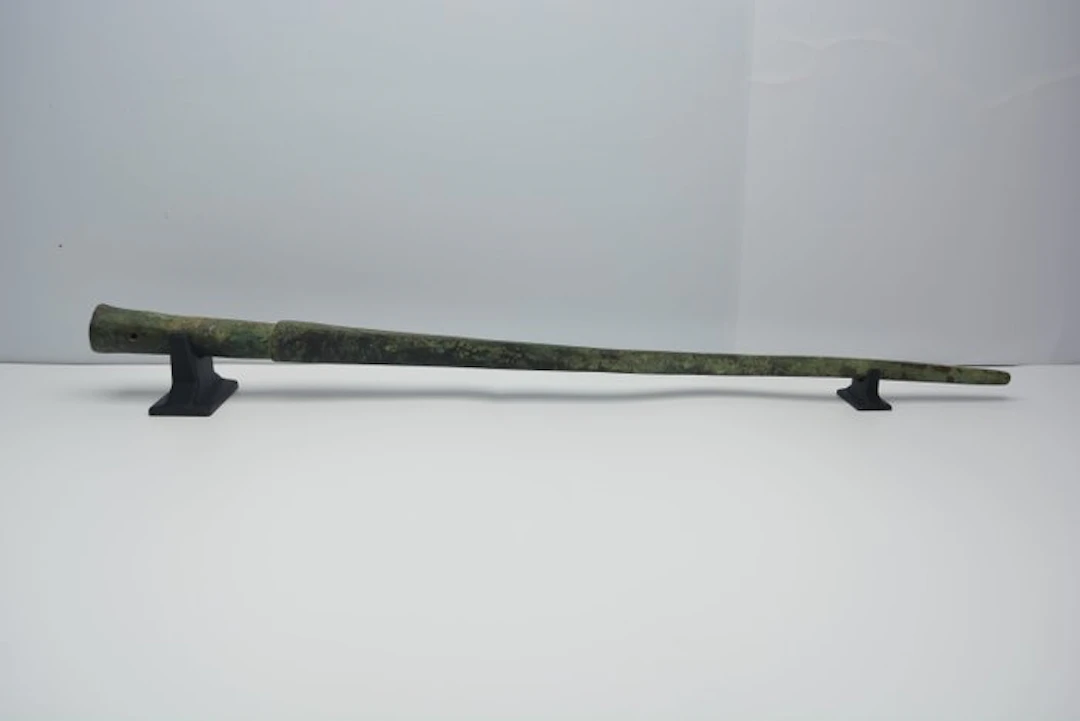 Iron Age Monumental Bronze Spear Butt - 45 cm (No reserve price)