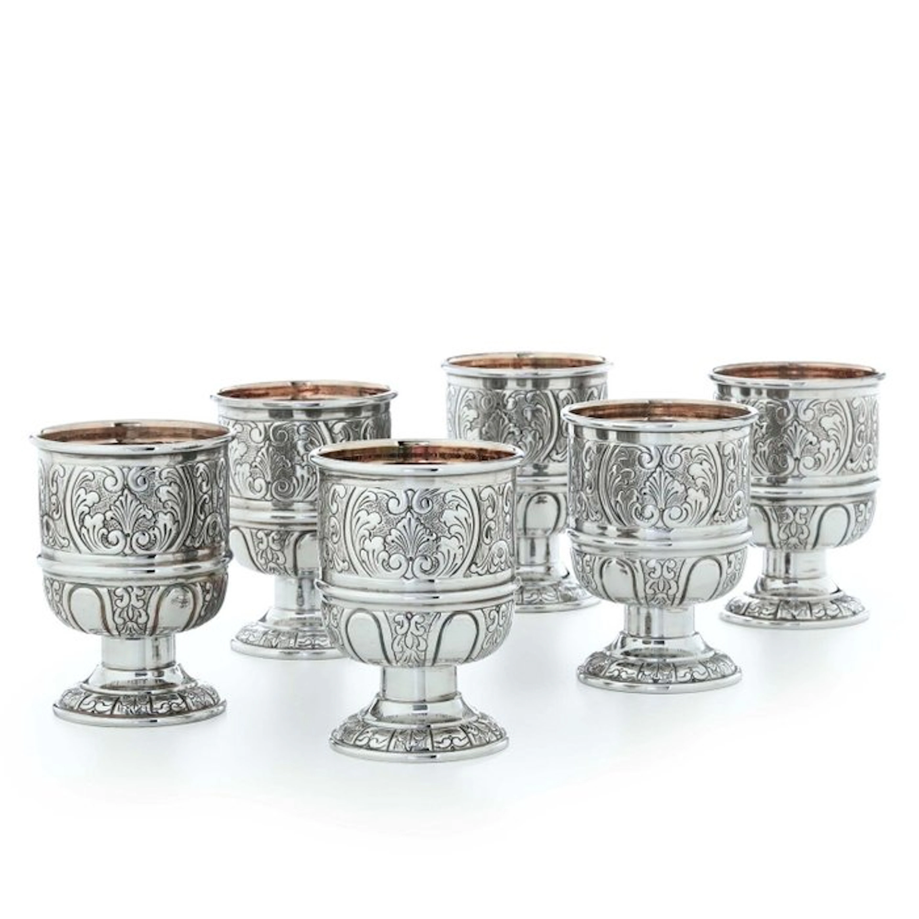 Dinner set for 6 - Silver - 6 sterling silver glasses